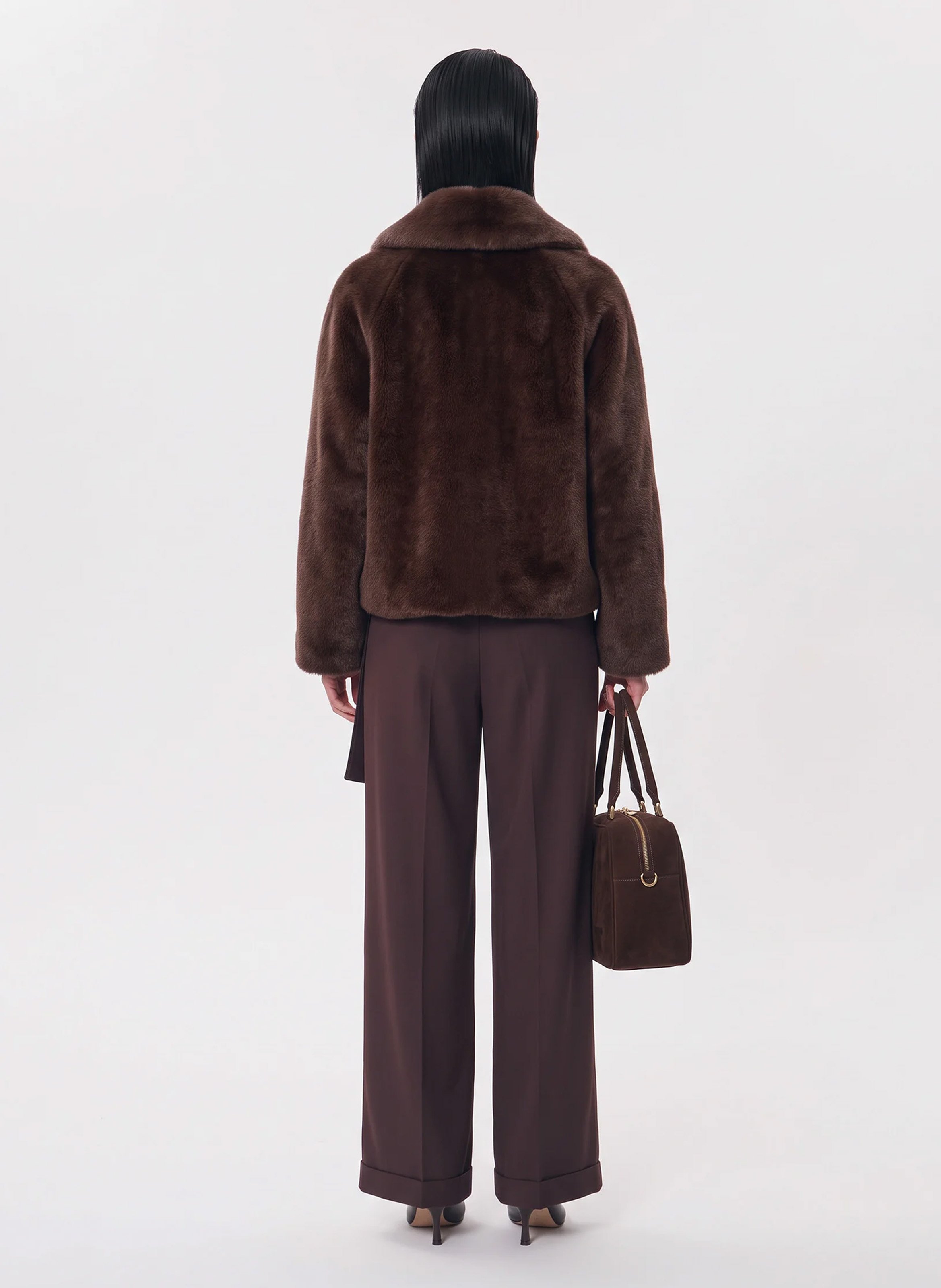 Manteau col classique en fourrure | Marron TARA JARMON Femme
