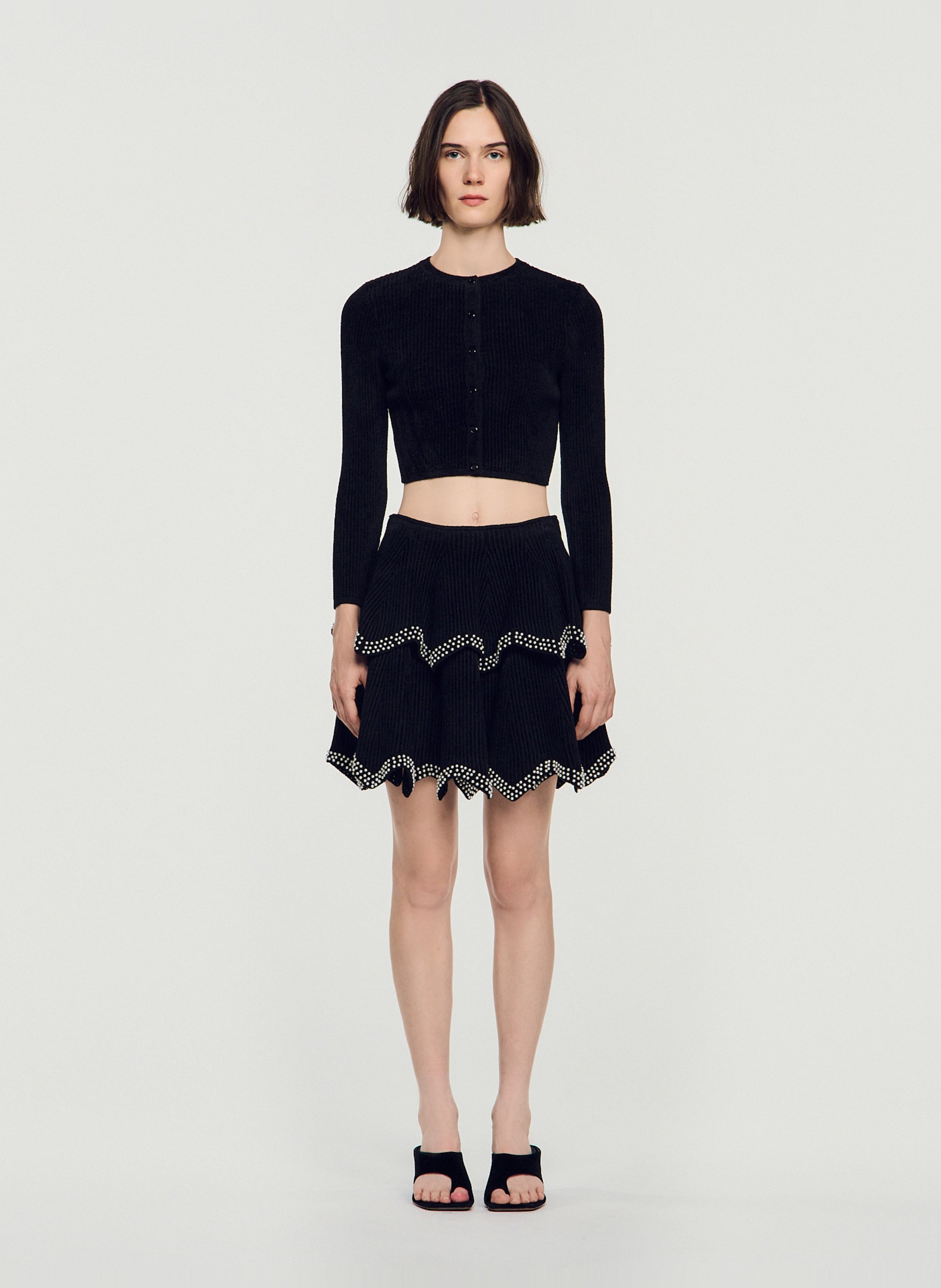 Cardigan droit col rond SANDRO Noir