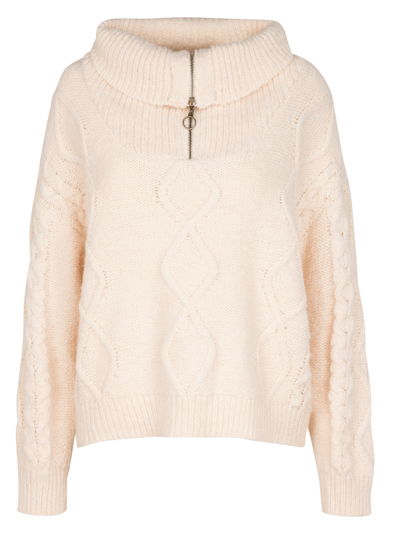 High-neck cable-knit sweater WhiteBILLABONG