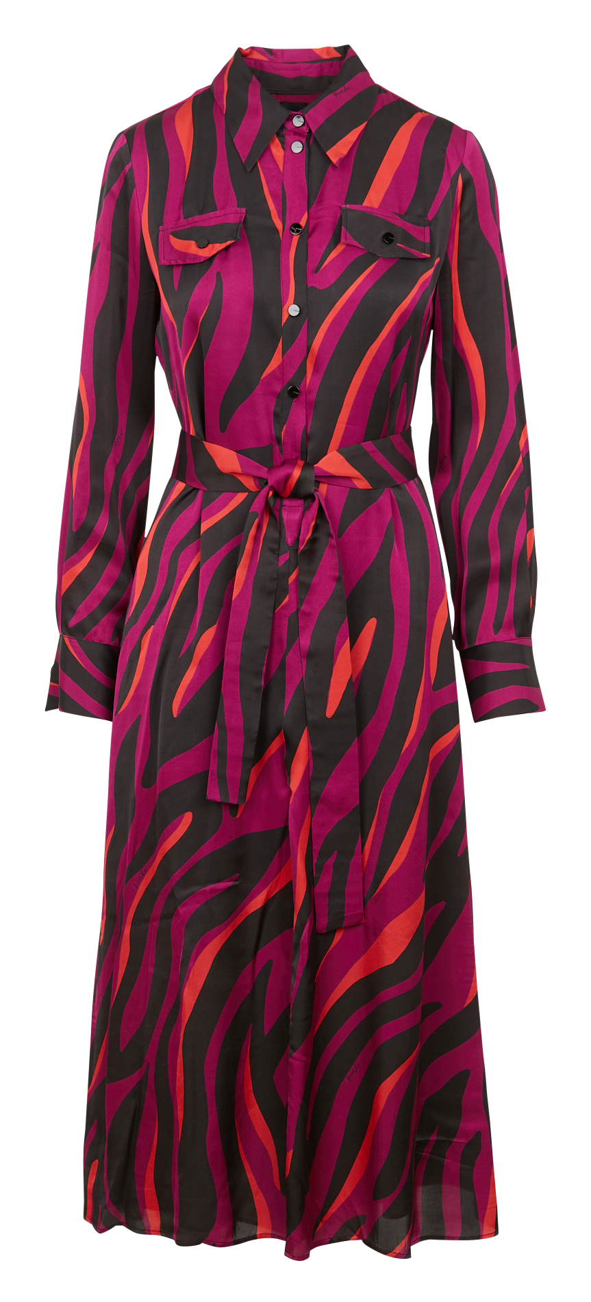 Straight printed shirt dress with classic collar PINKO Multicolored
