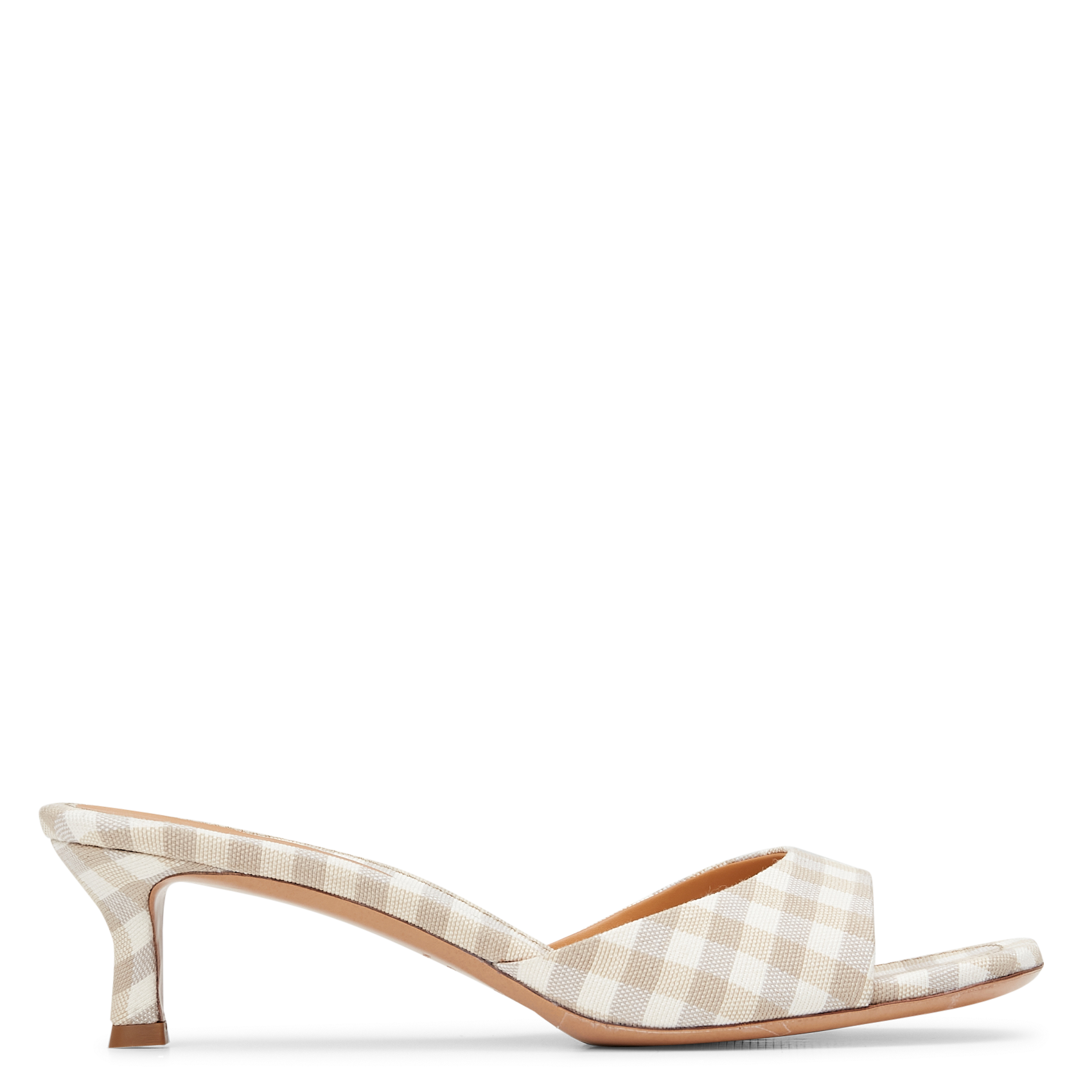 Mules à talons en vichy RIVECOUR Beige