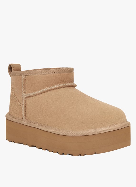 Bottines Fourrees a Plateforme En Cuir Velours Classic Ultra Mini Sand Ugg Enfant 1157791K SAN SAND Place des Tendances
