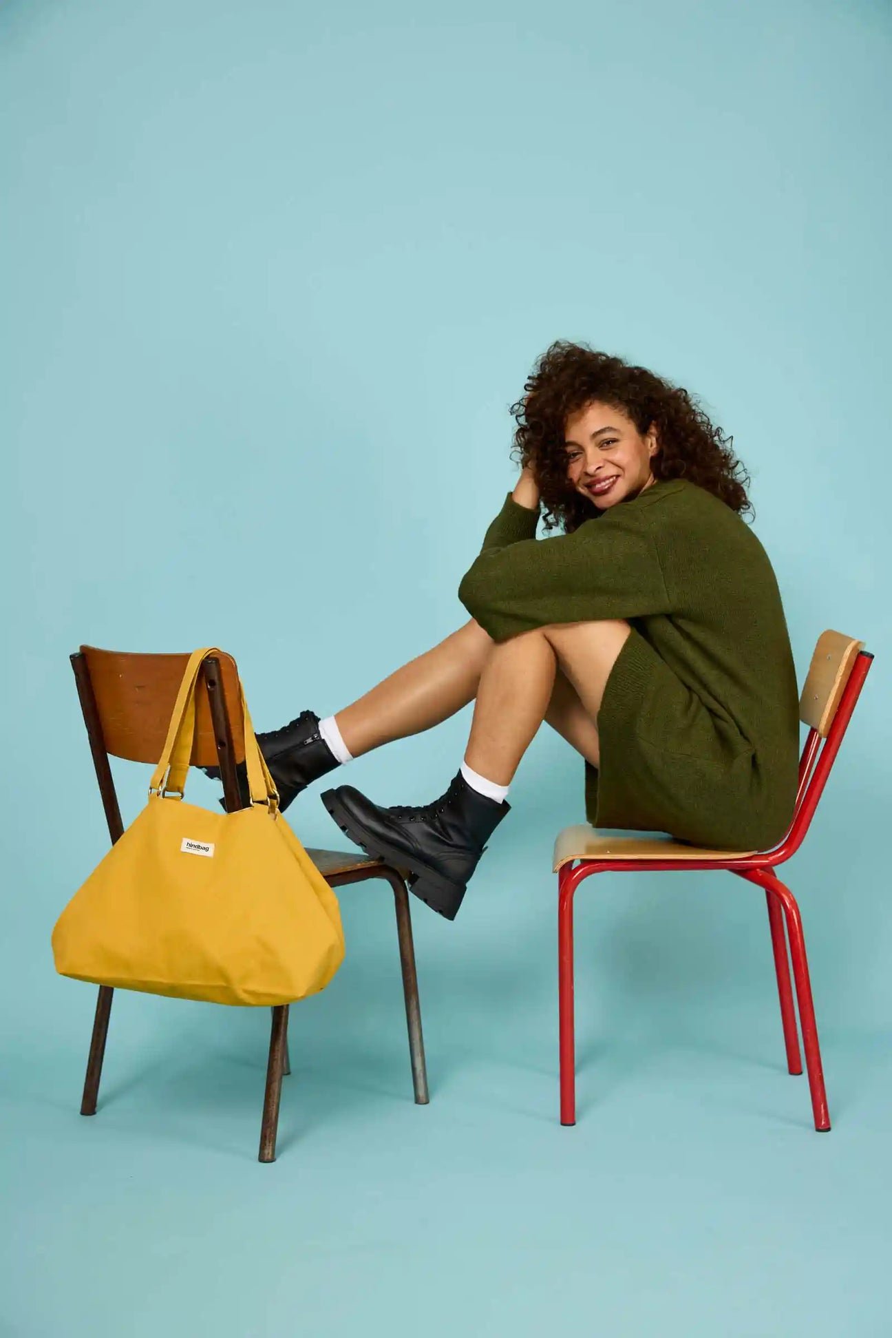 Cabas en laine recyclée HINDBAG Jaune