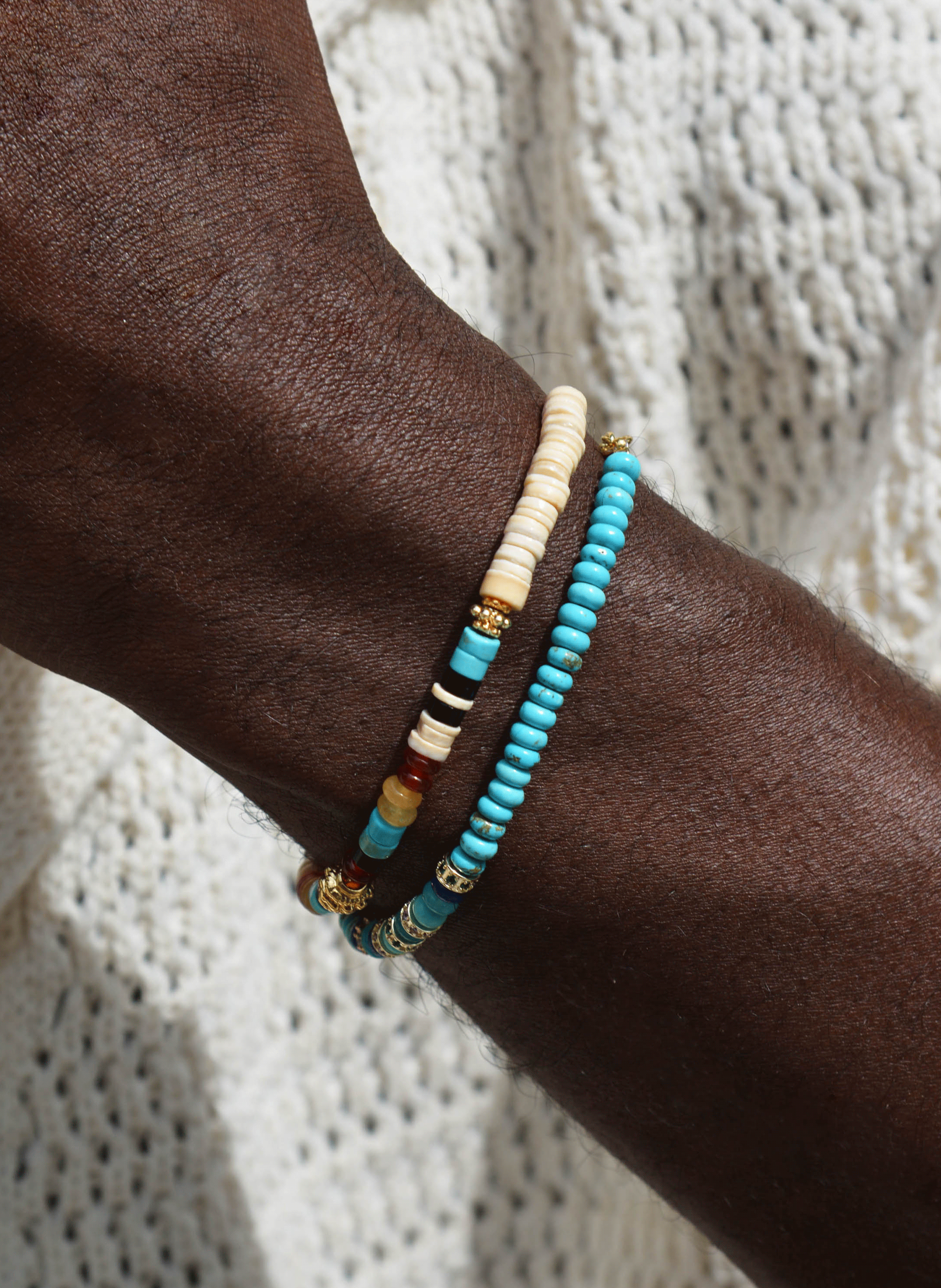 Bracelet with beads and adjustable charm HIPANEMA White