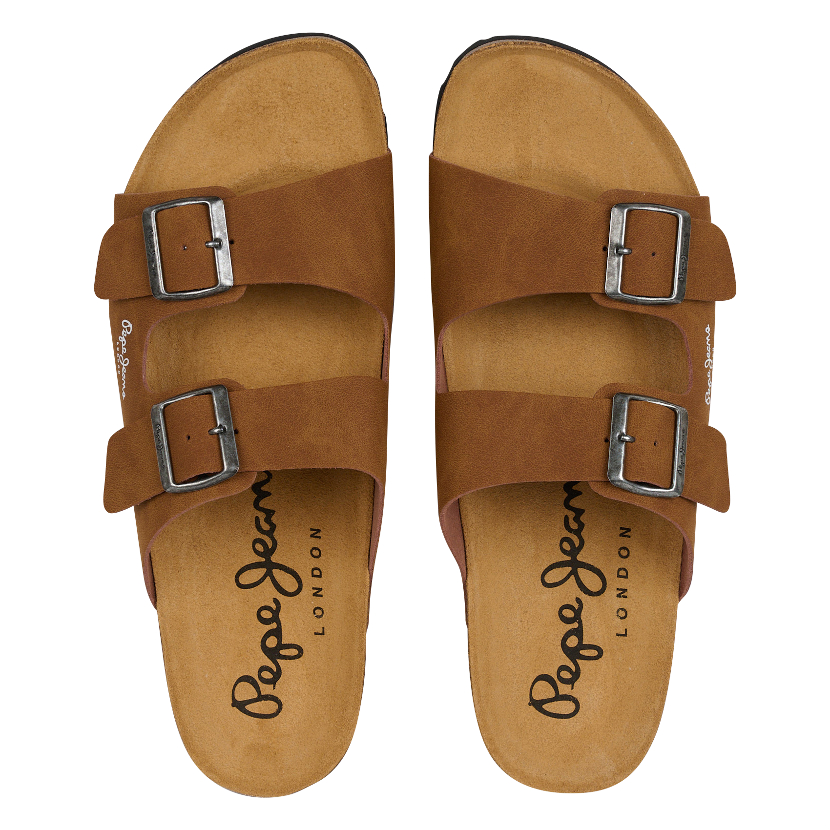 Buckled flat sandals PEPE JEANS Brown