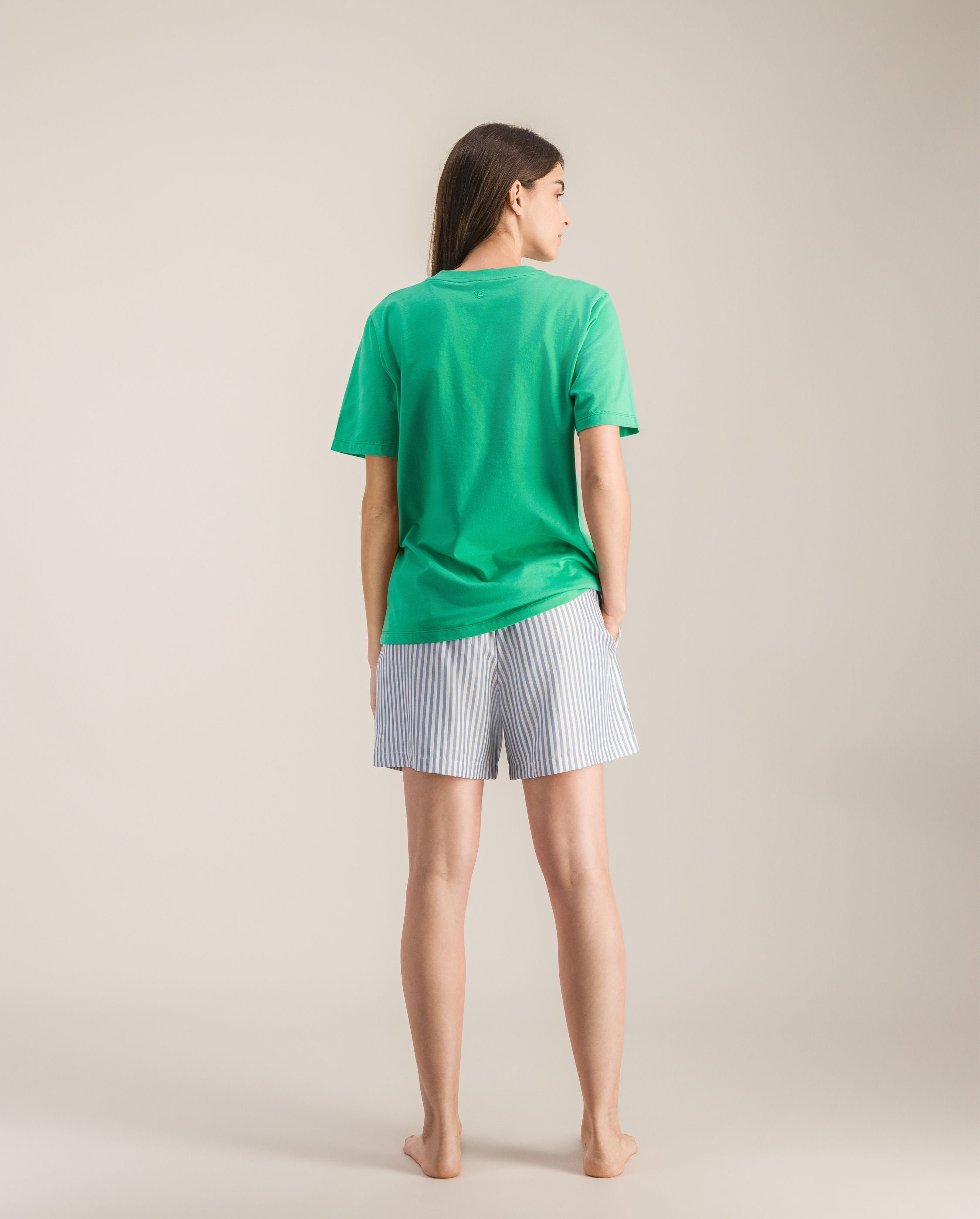 Short women's pajama, sky ANGARDE Stripes