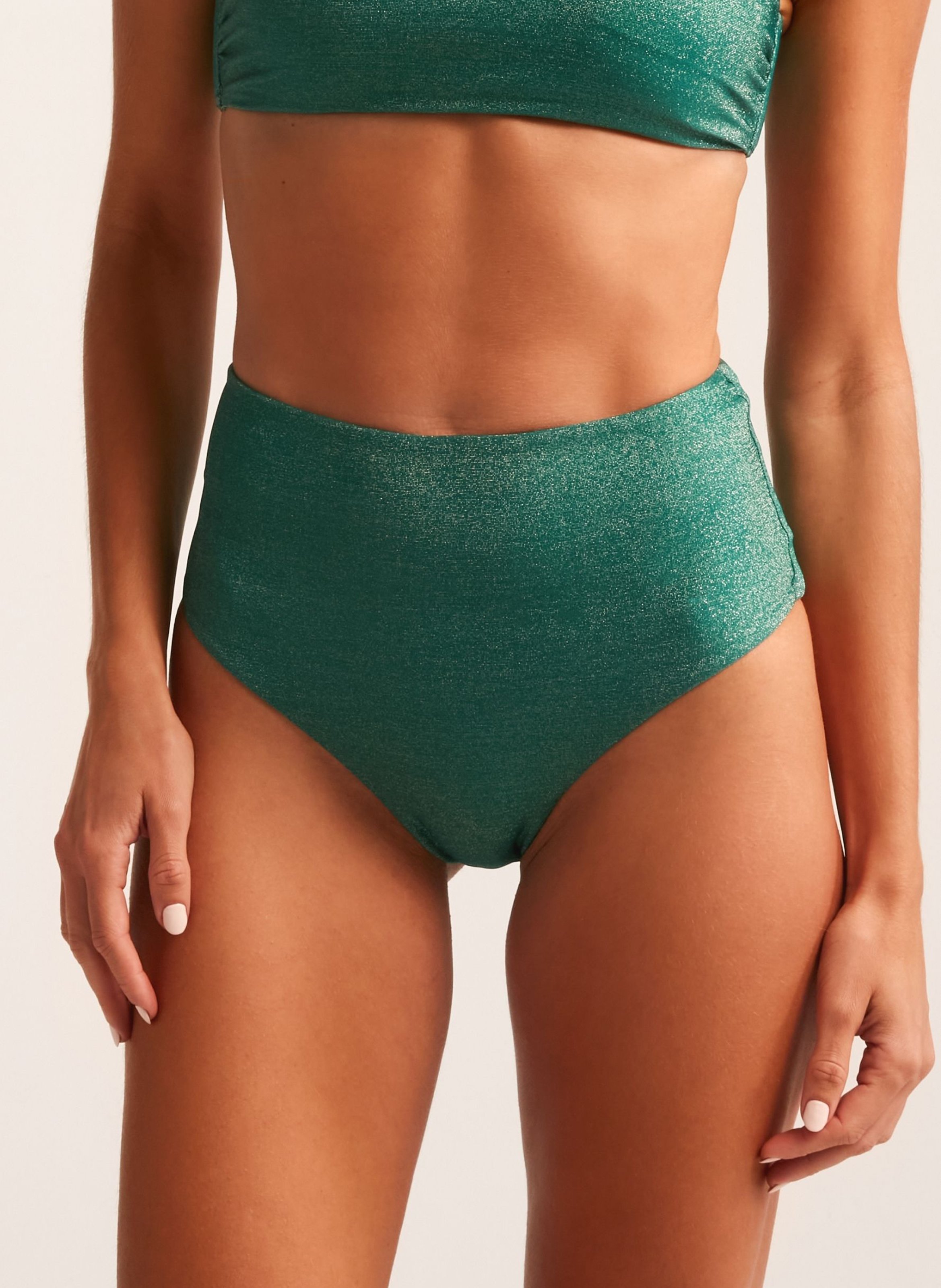 Bas de maillot de bain taille haute pailleté ROBIN COLLECTION Vert