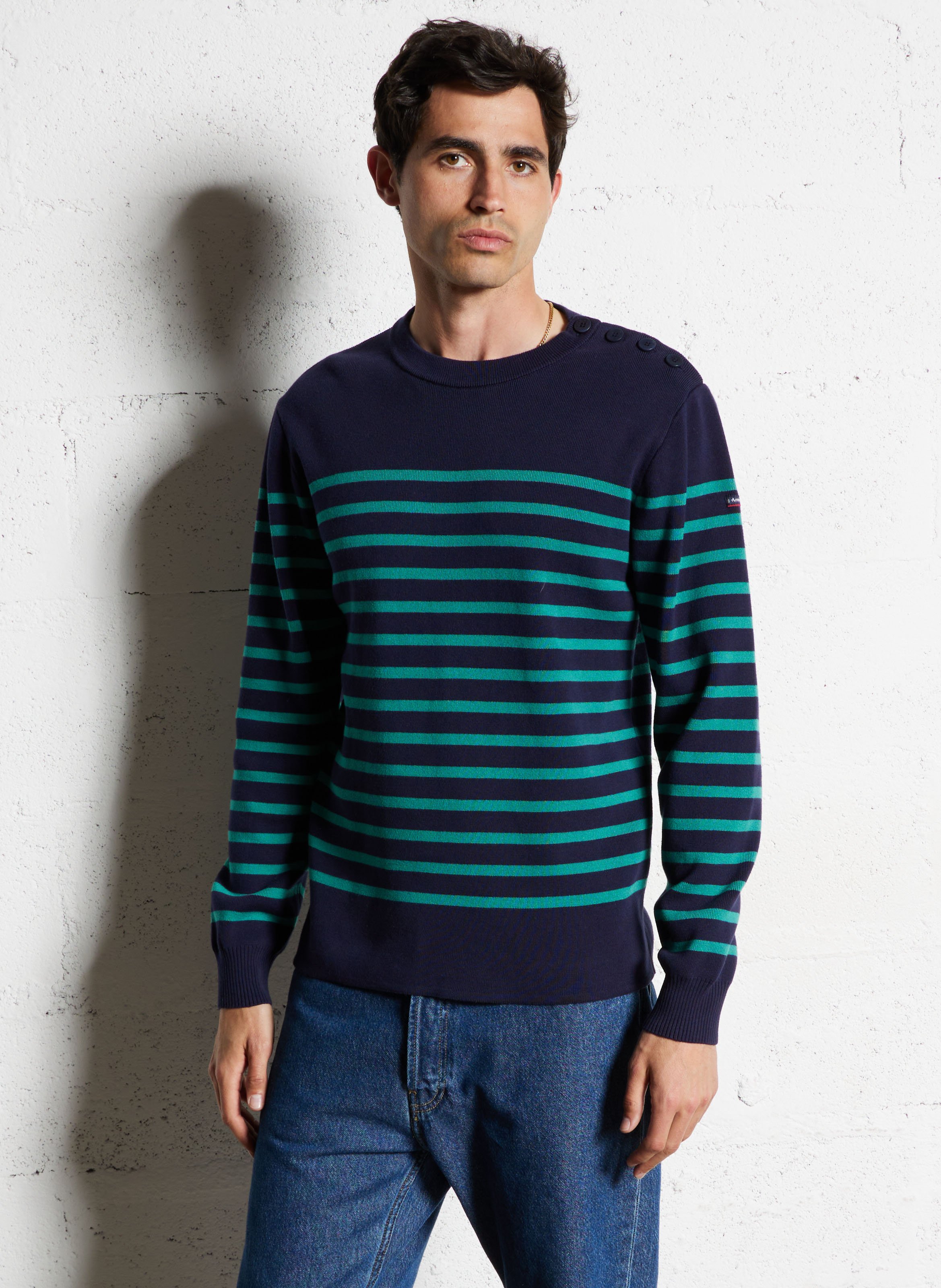 Marinière col rond slim-fit en maille de coton ARMOR LUX Multicolore