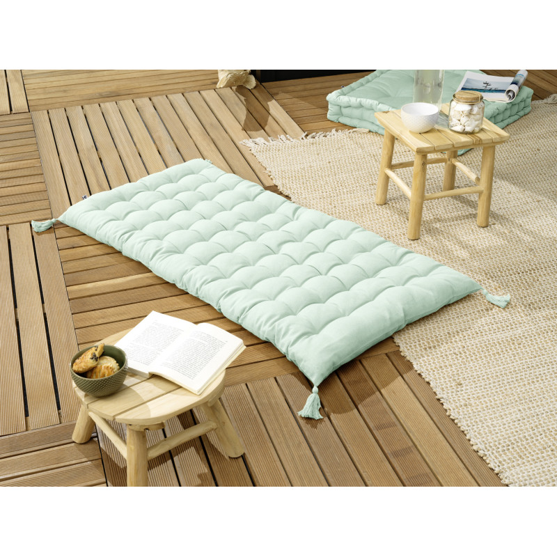 Floor cushion with water-repellent pompons L'EFFET PAPILLON Green