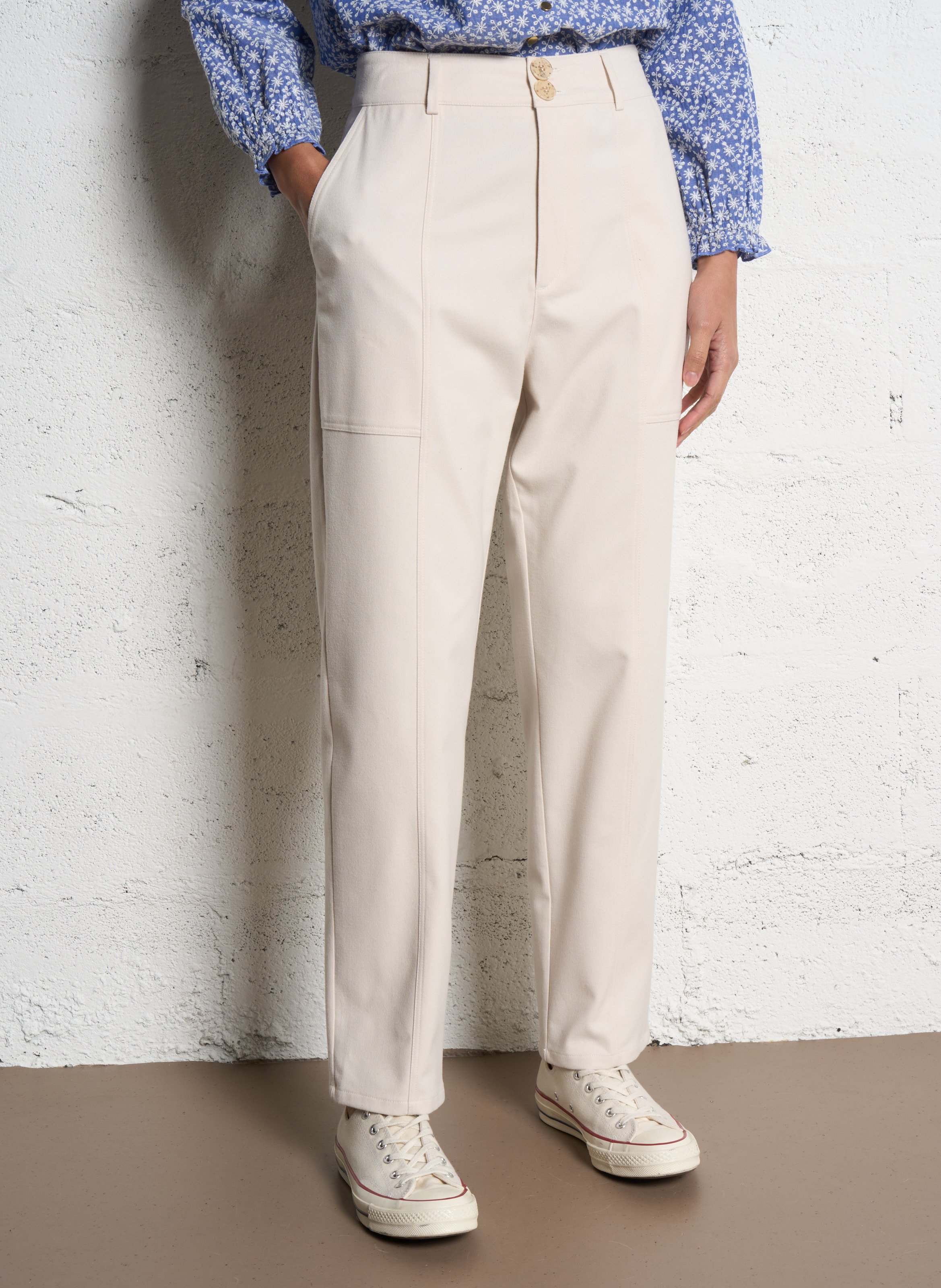 Pantalon droit taille haute I CODE Blanc