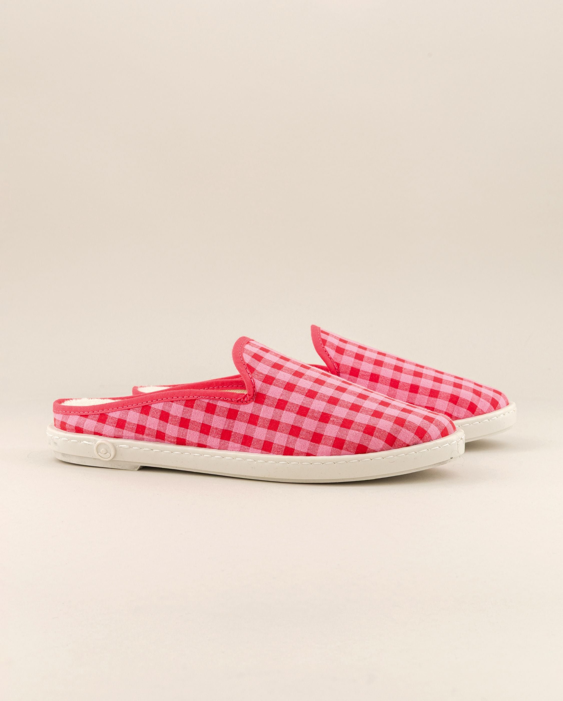 Women's gingham mules, red-pink ANGARDE Red
