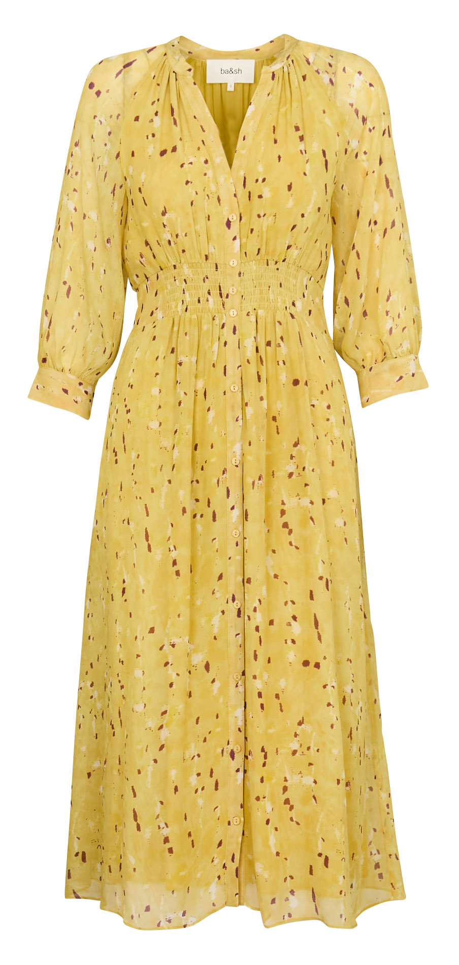 Robe midi col tunisien imprimée BA&SH Jaune