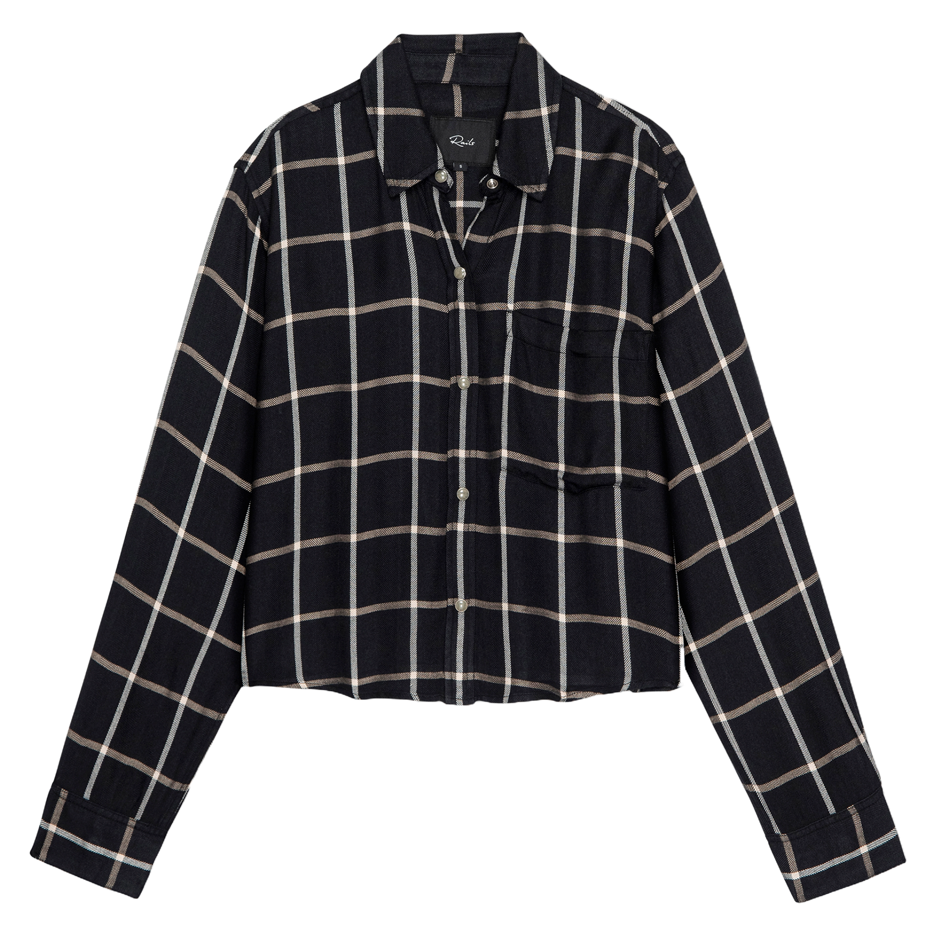 Chemise courte fluide à carreaux RAILS Noir