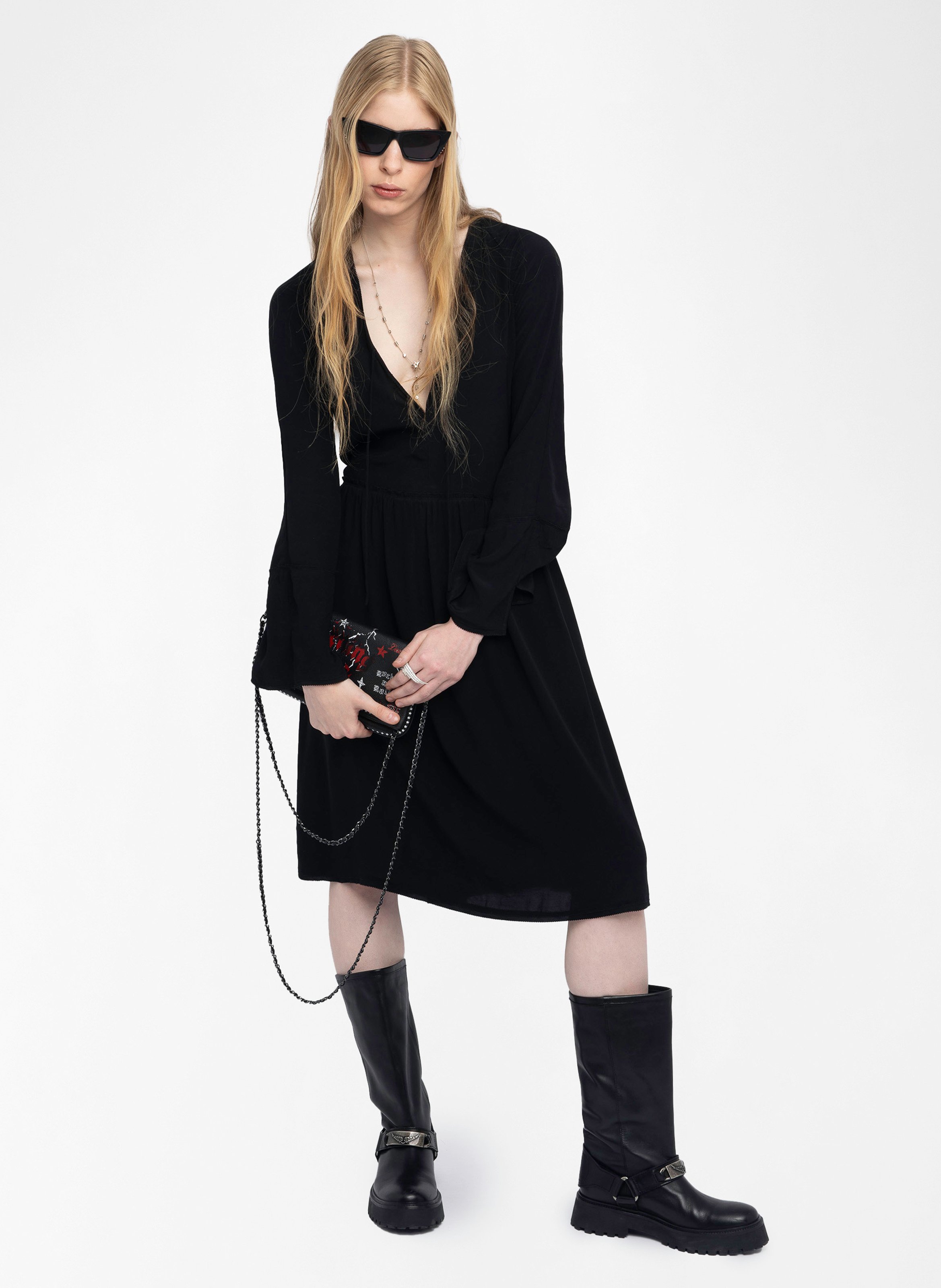 Robe longue col V ZADIG&VOLTAIRE Noir