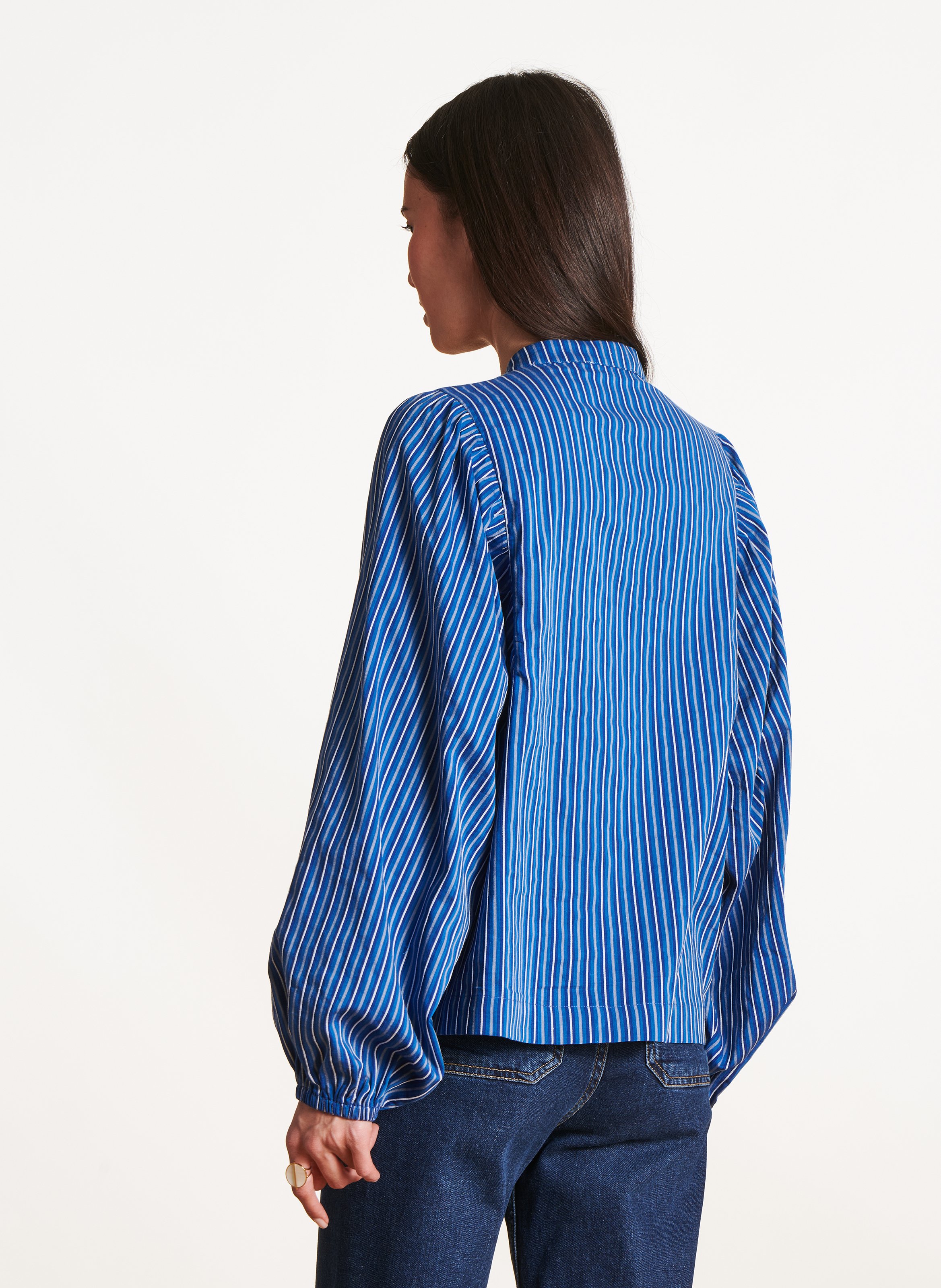 Top droit en coton mélangé rayé LA FEE MARABOUTEE Bleu