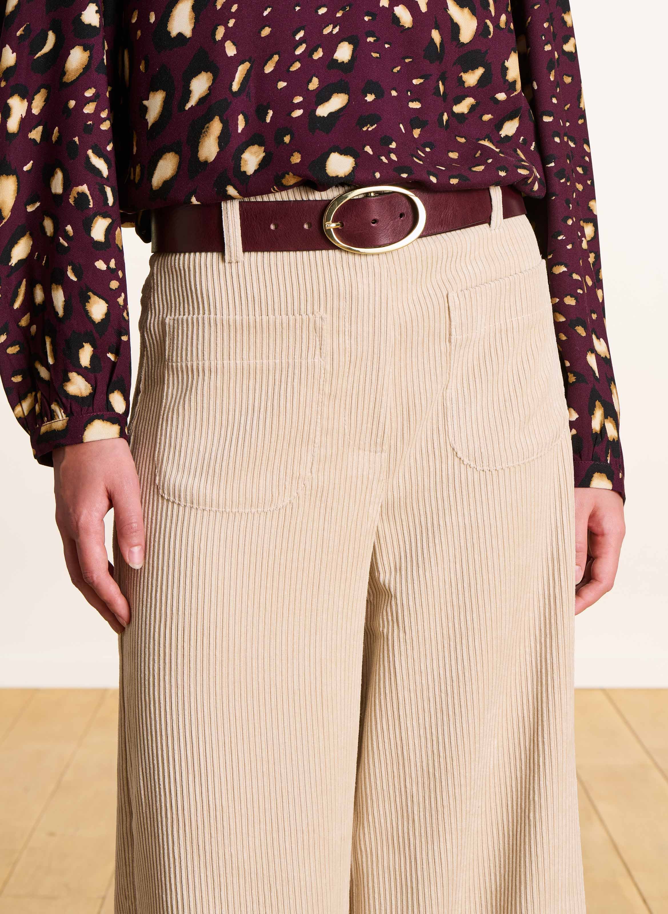 Pantalon cropped en velours côtelé  LA FEE MARABOUTEE Gris