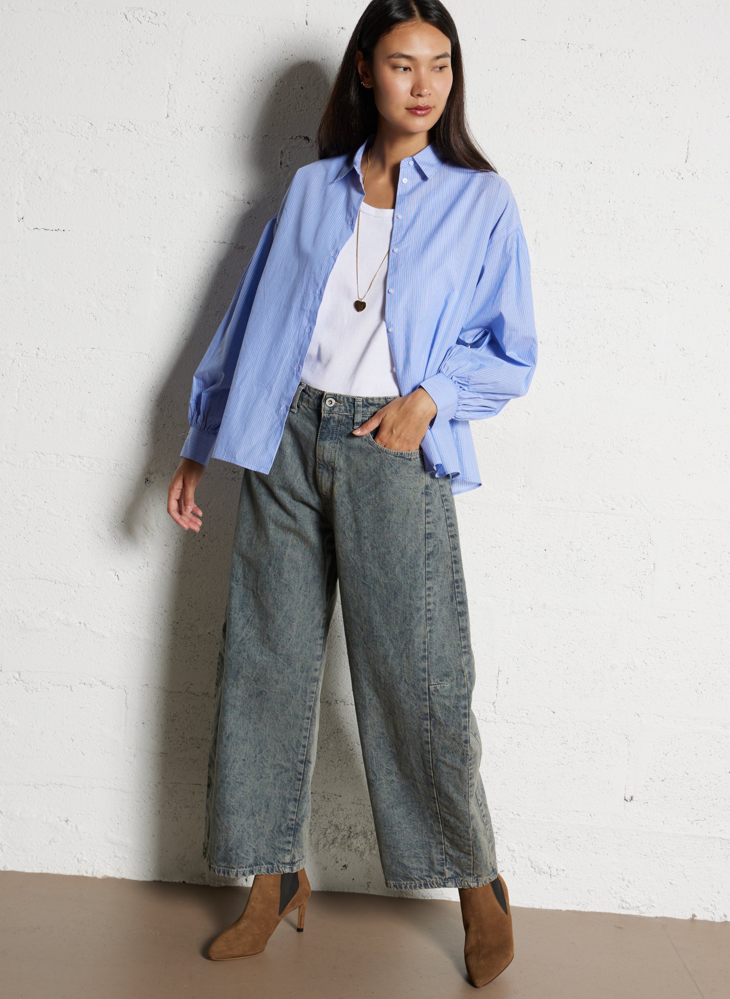 Jean large en coton PLEASE Bleu