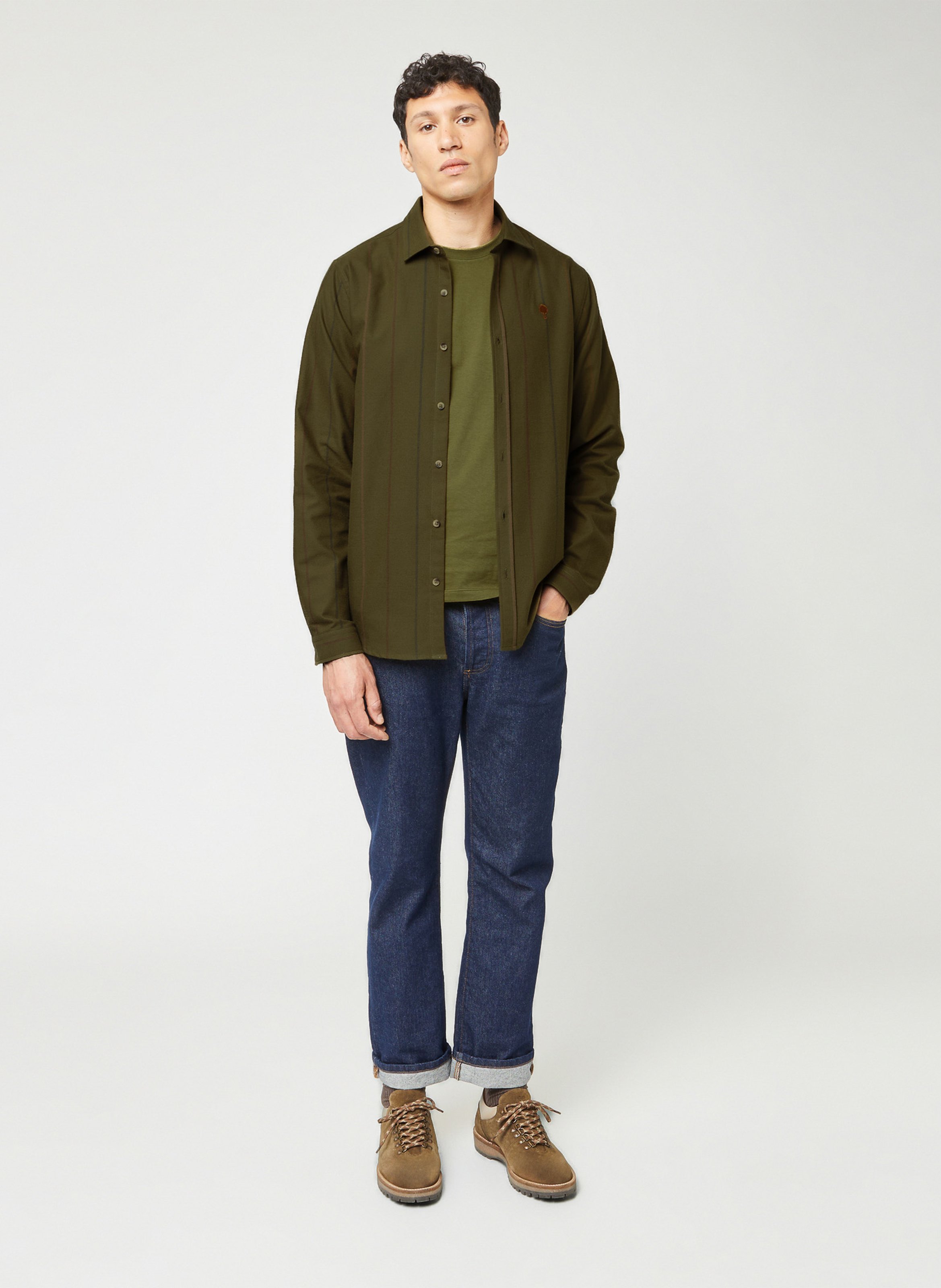 Chemise droite en coton FAGUO Kaki