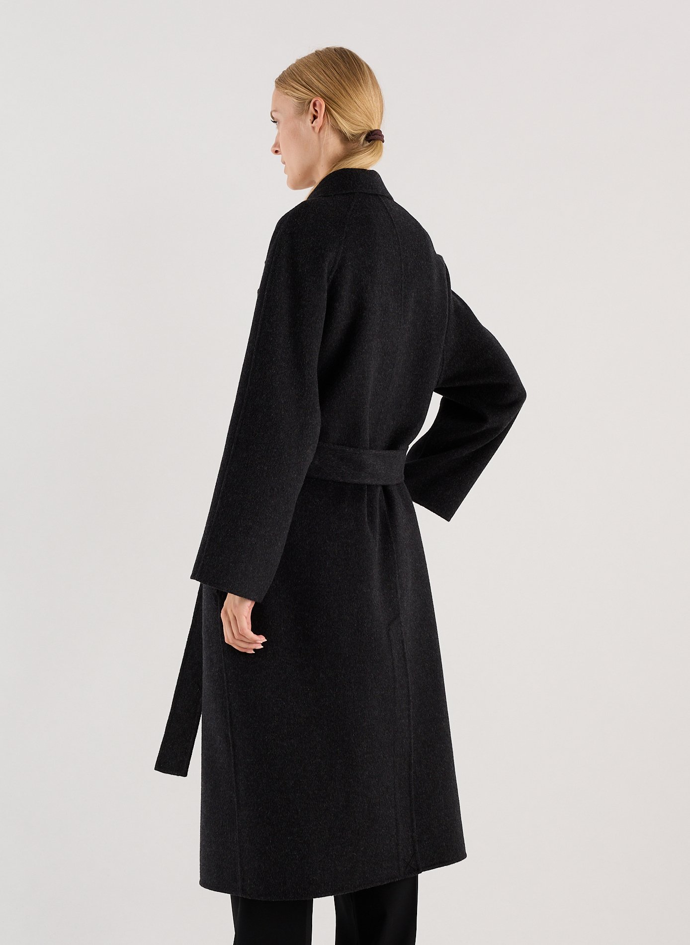 Long manteau col tailleur en laine mélangée SAISON 1865 Gris