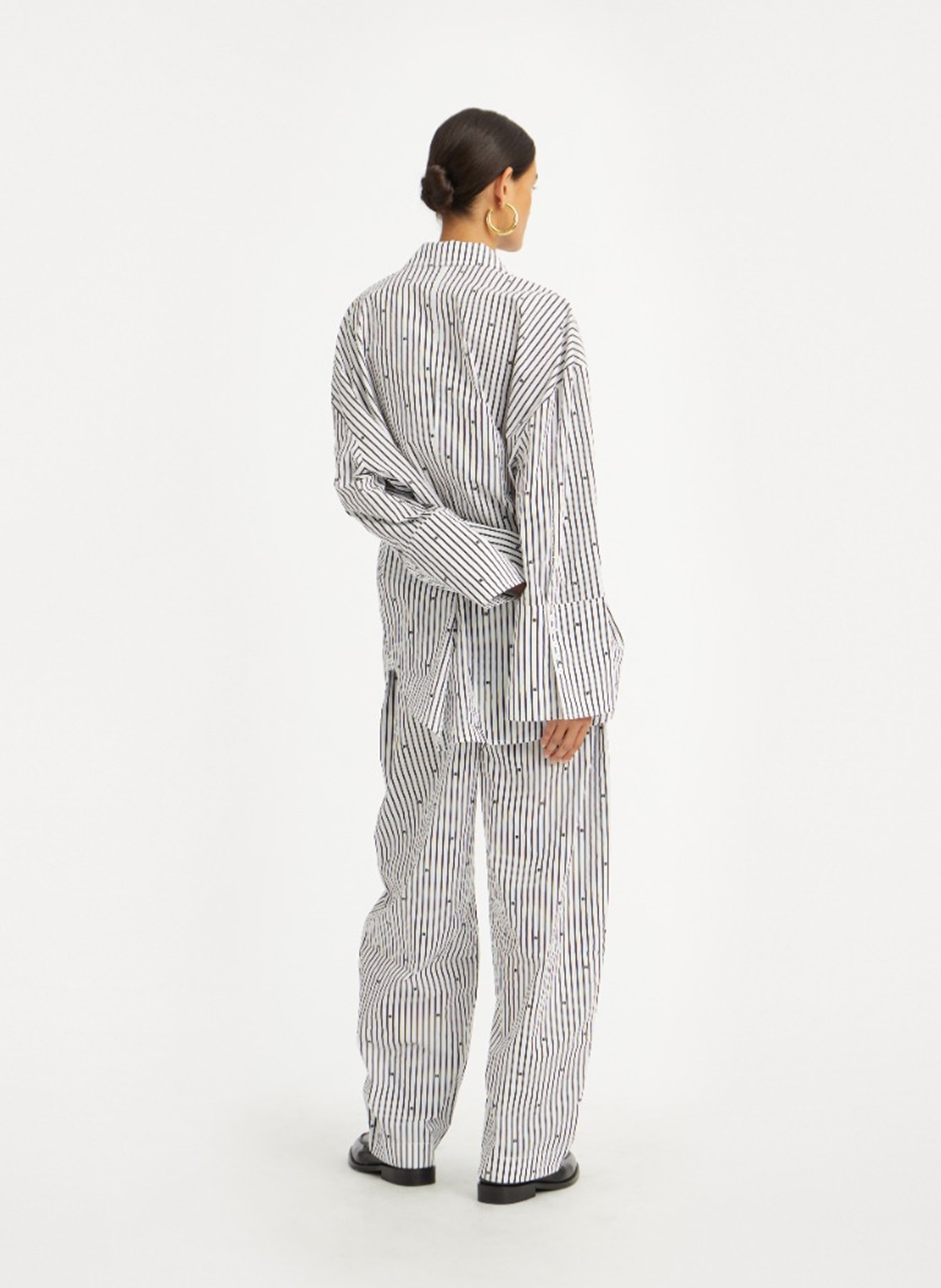 Straight shirt with classic collar in printed organic cotton ROTATE Black