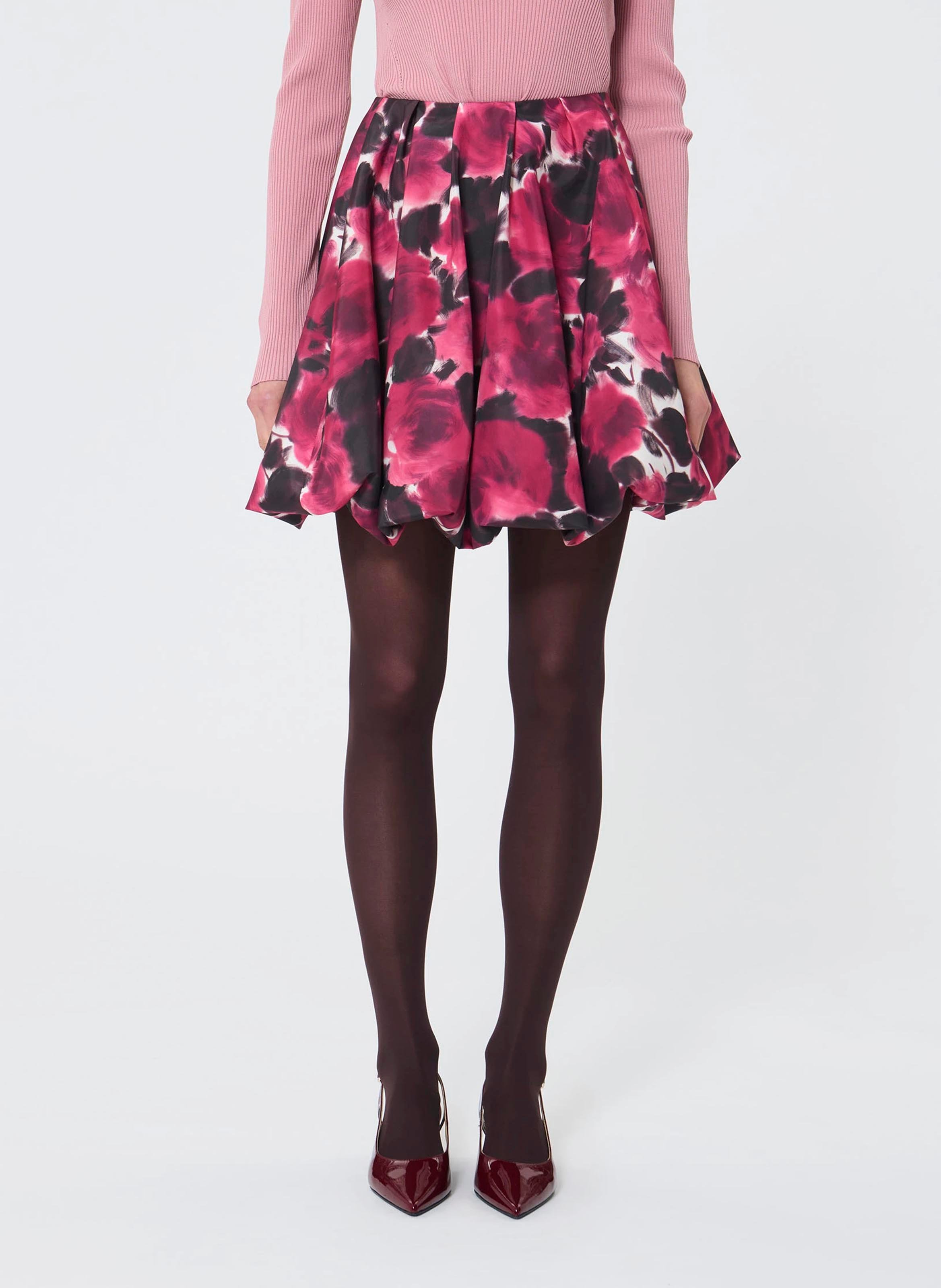 Short high-waisted printed skirt TARA JARMON White