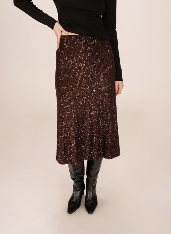 Jupe femme - courte pour taille haute paillettes brodées - FRHNBl Black Jupe femme - courte pour taille haute paillettes brodées - FRHNBl Black
