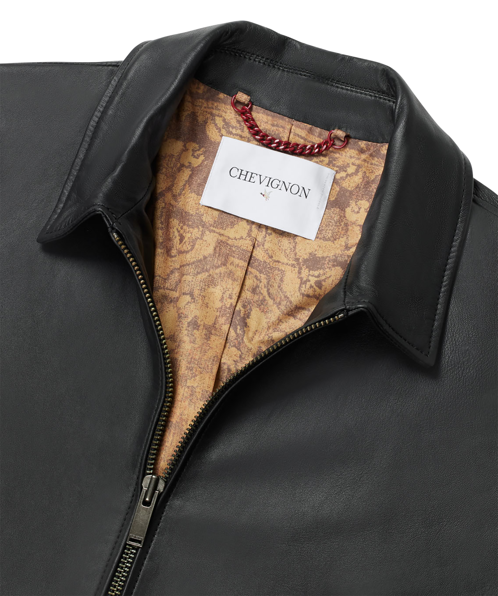 Blouson court en cuir d'agneau CHEVIGNON Noir