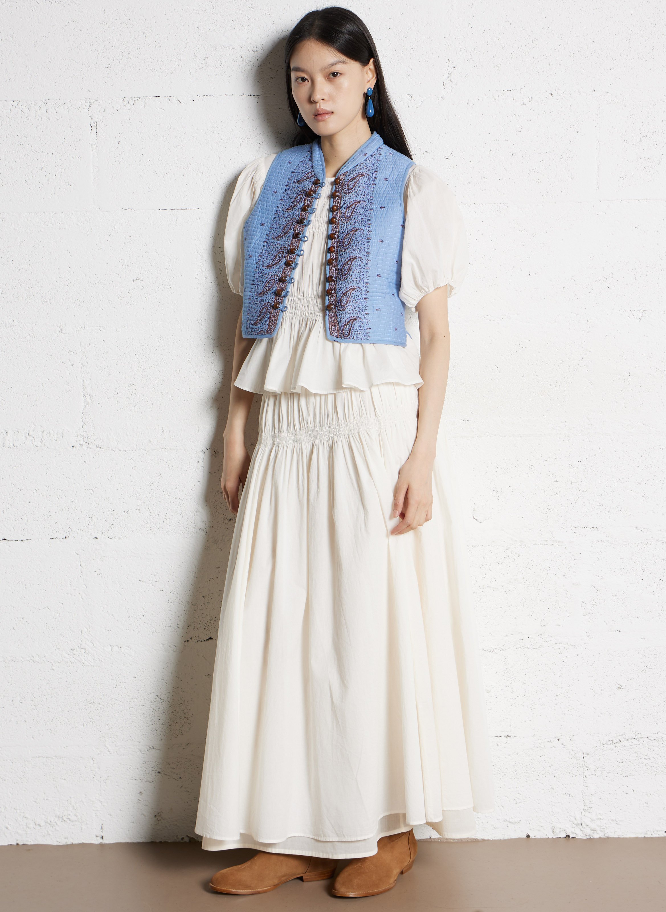 Baumwoll-Strickjacke mit Rundhalsausschnitt ANTIK BATIK Blau