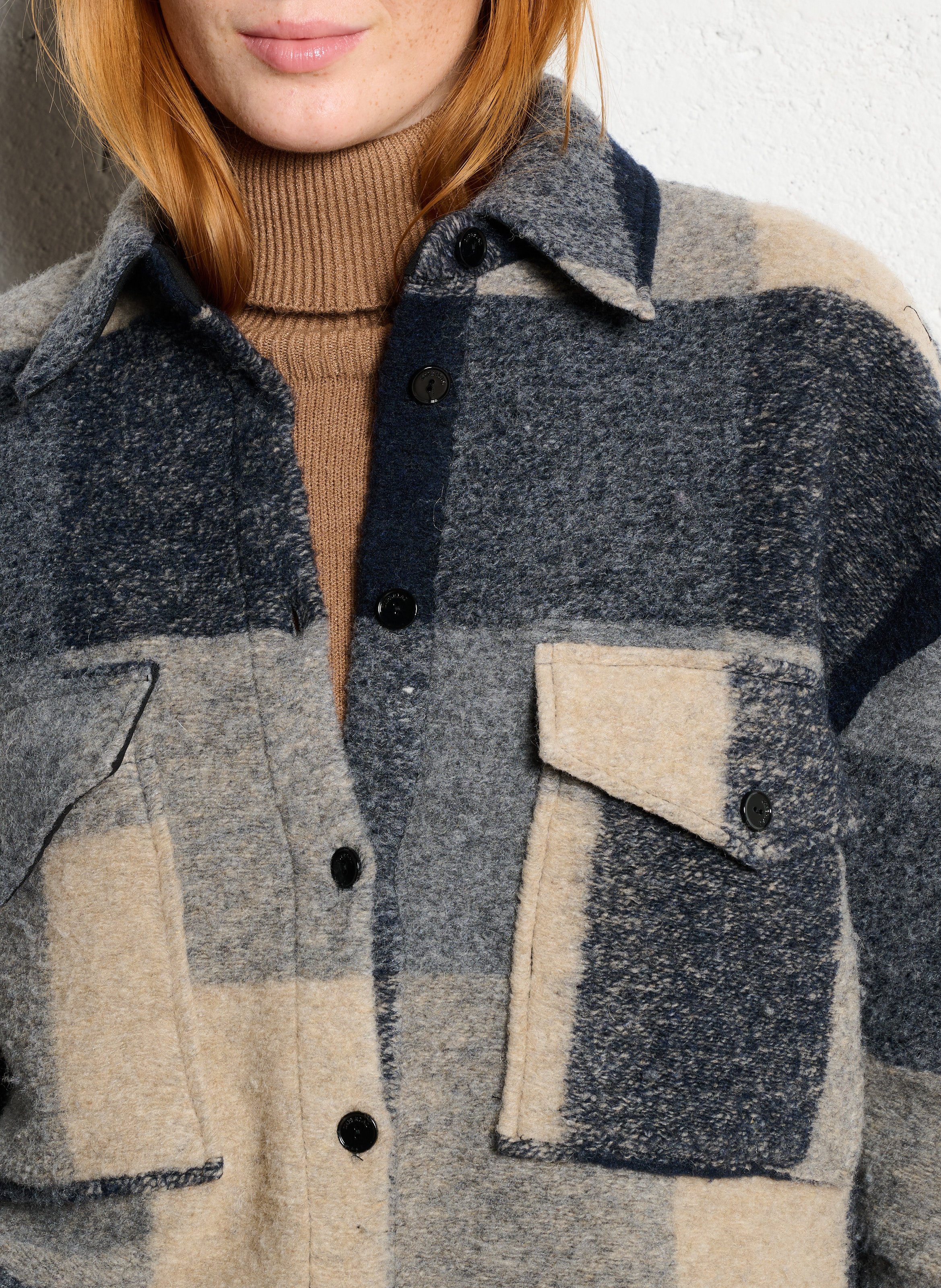 Surchemise ample col classique carreaux à franges IMPERIAL Multicolore