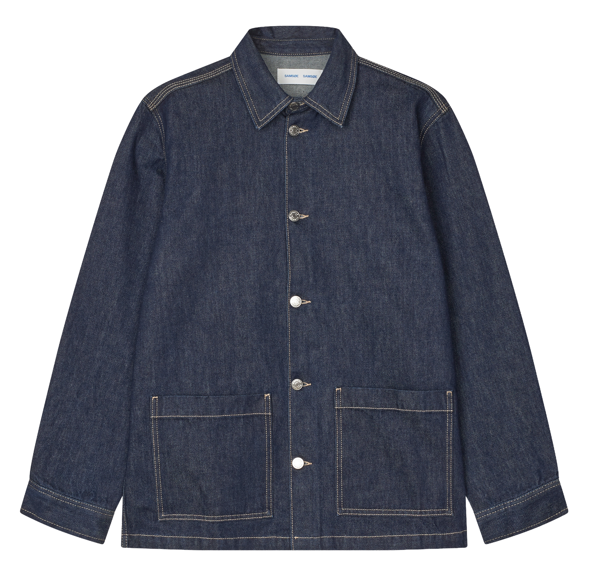 Straight organic cotton denim jacket SAMSOE SAMSOE Blue