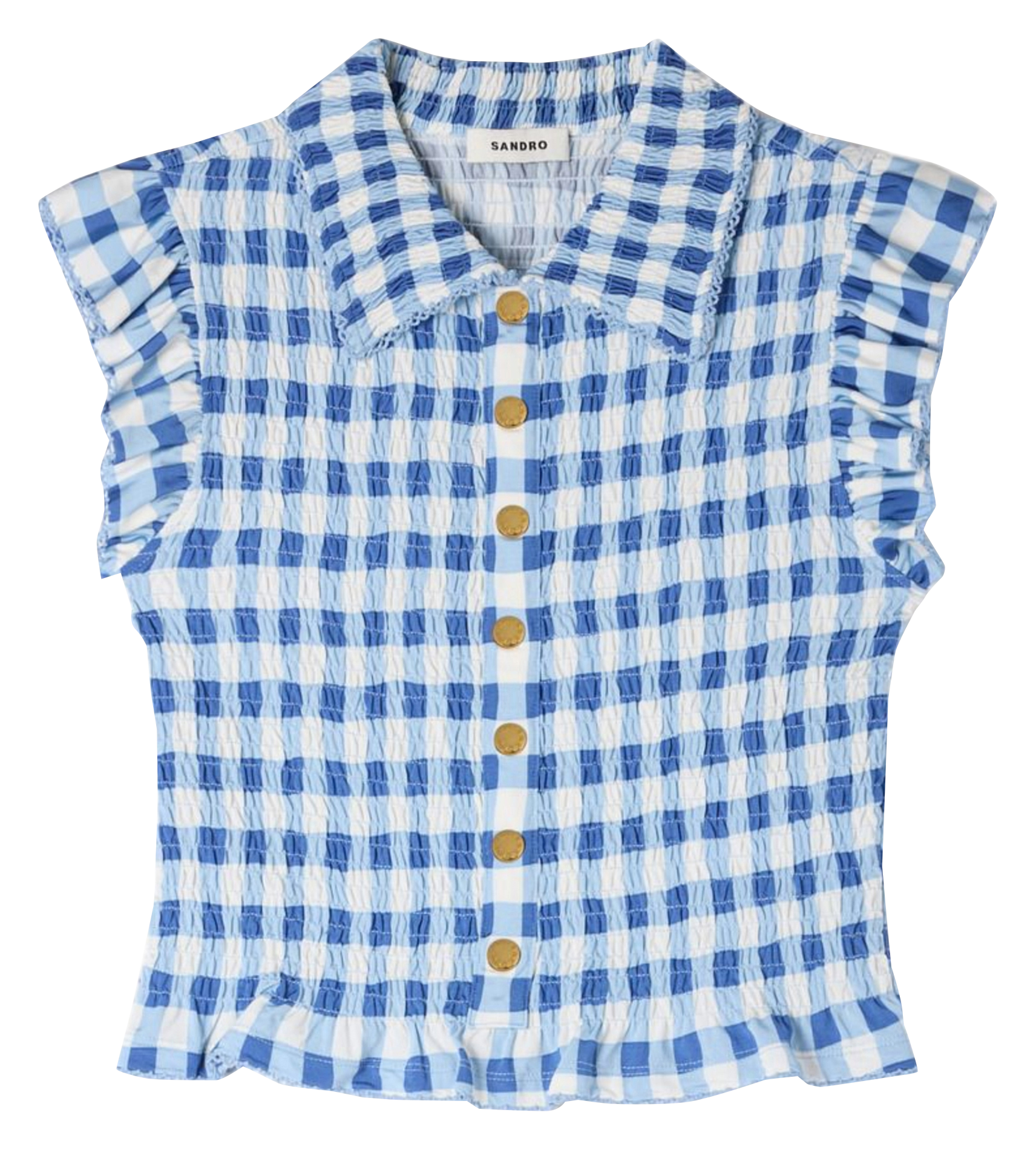 Top col classique à carreaux SANDRO Bleu