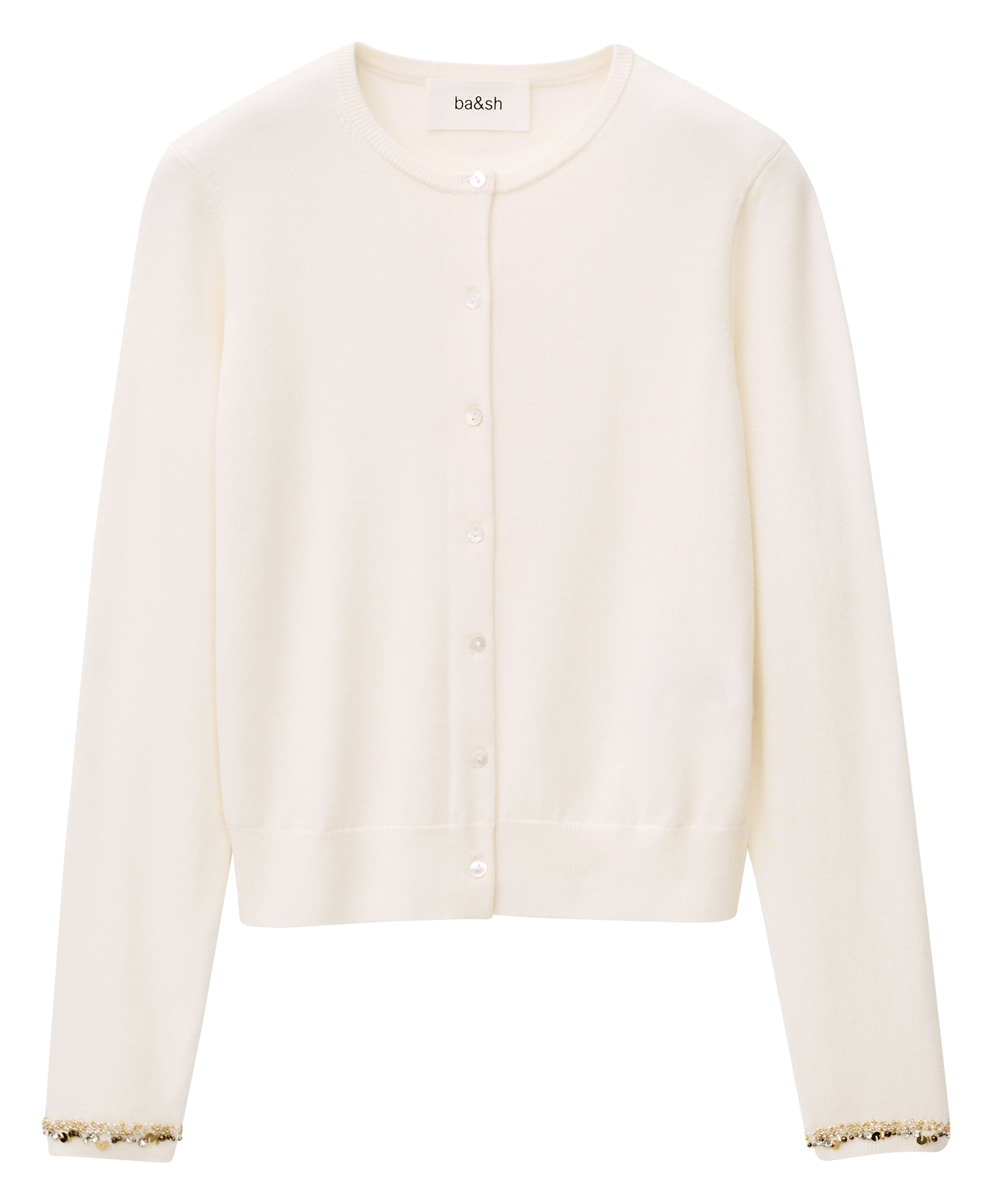 Gilet col rond en laine BA&SH Beige