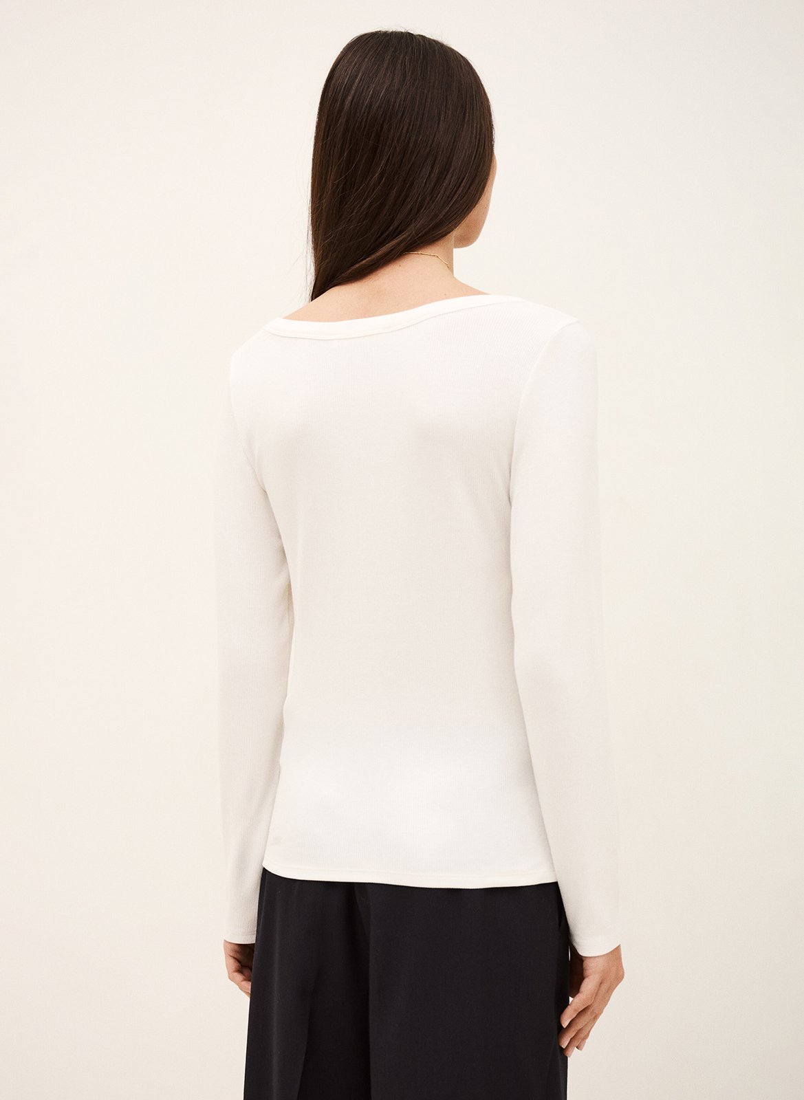 Lange mouwen geribbeld effen T-shirt BA&SH Beige