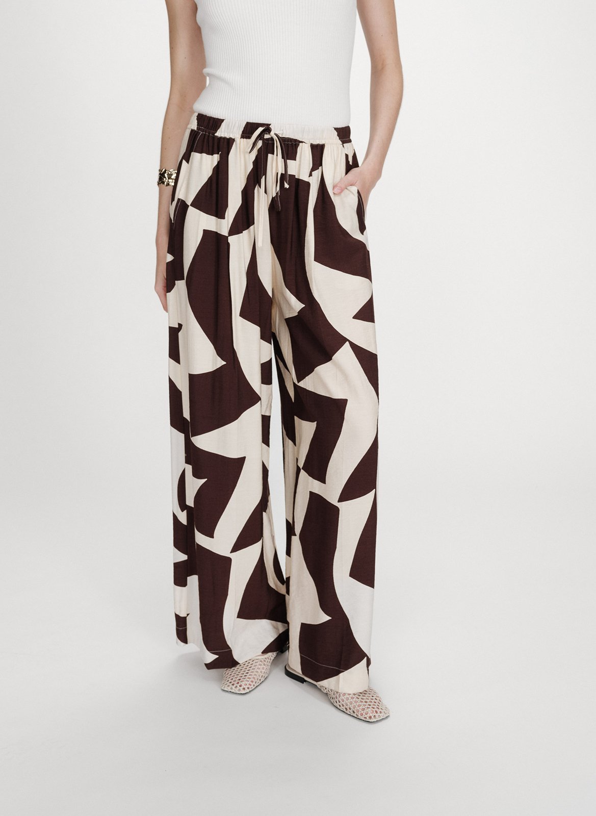 Wide-leg mid-rise printed trousers GRACE ET MILA