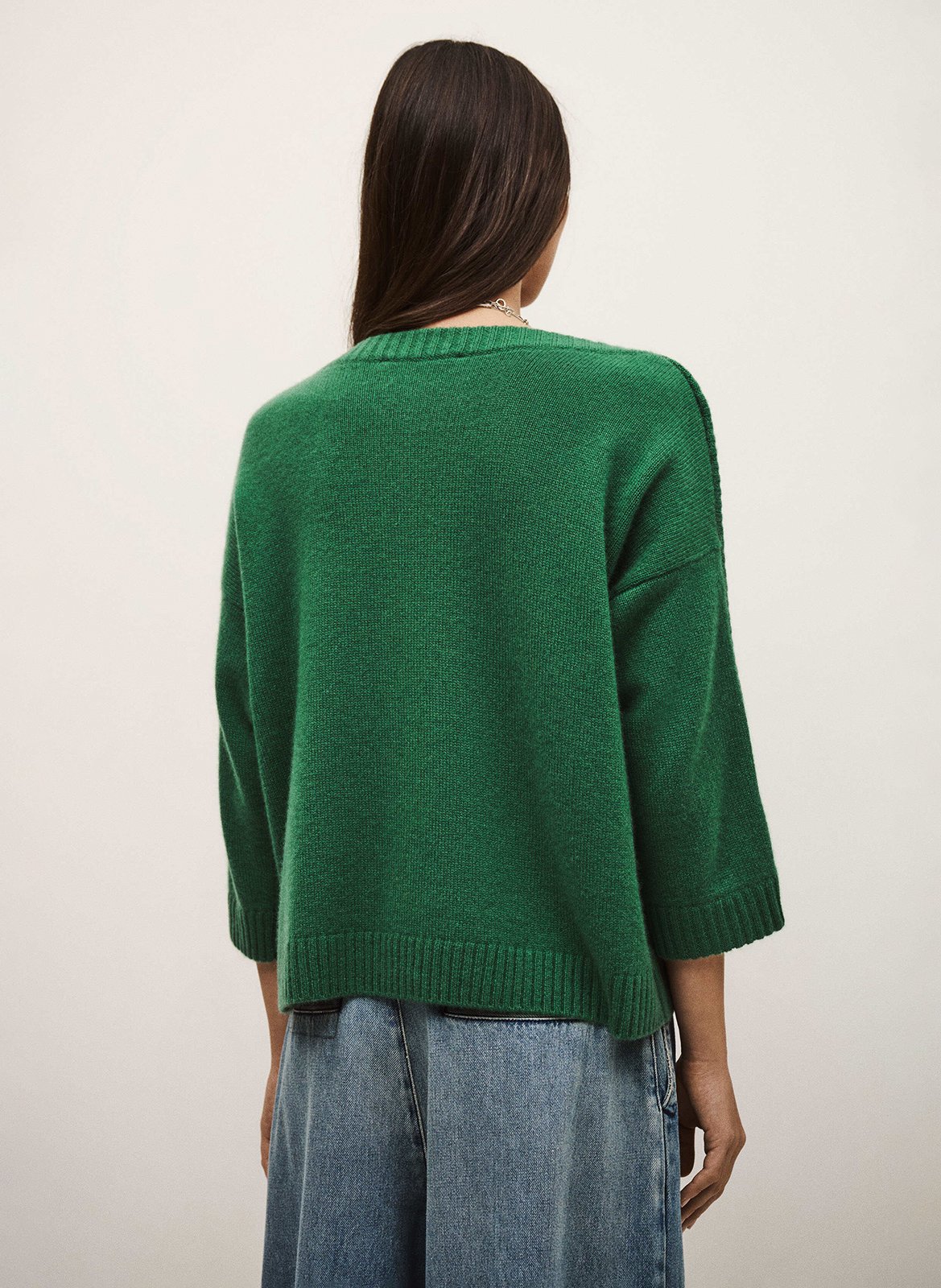 Pull droit col rond en cachemire BA&SH Vert