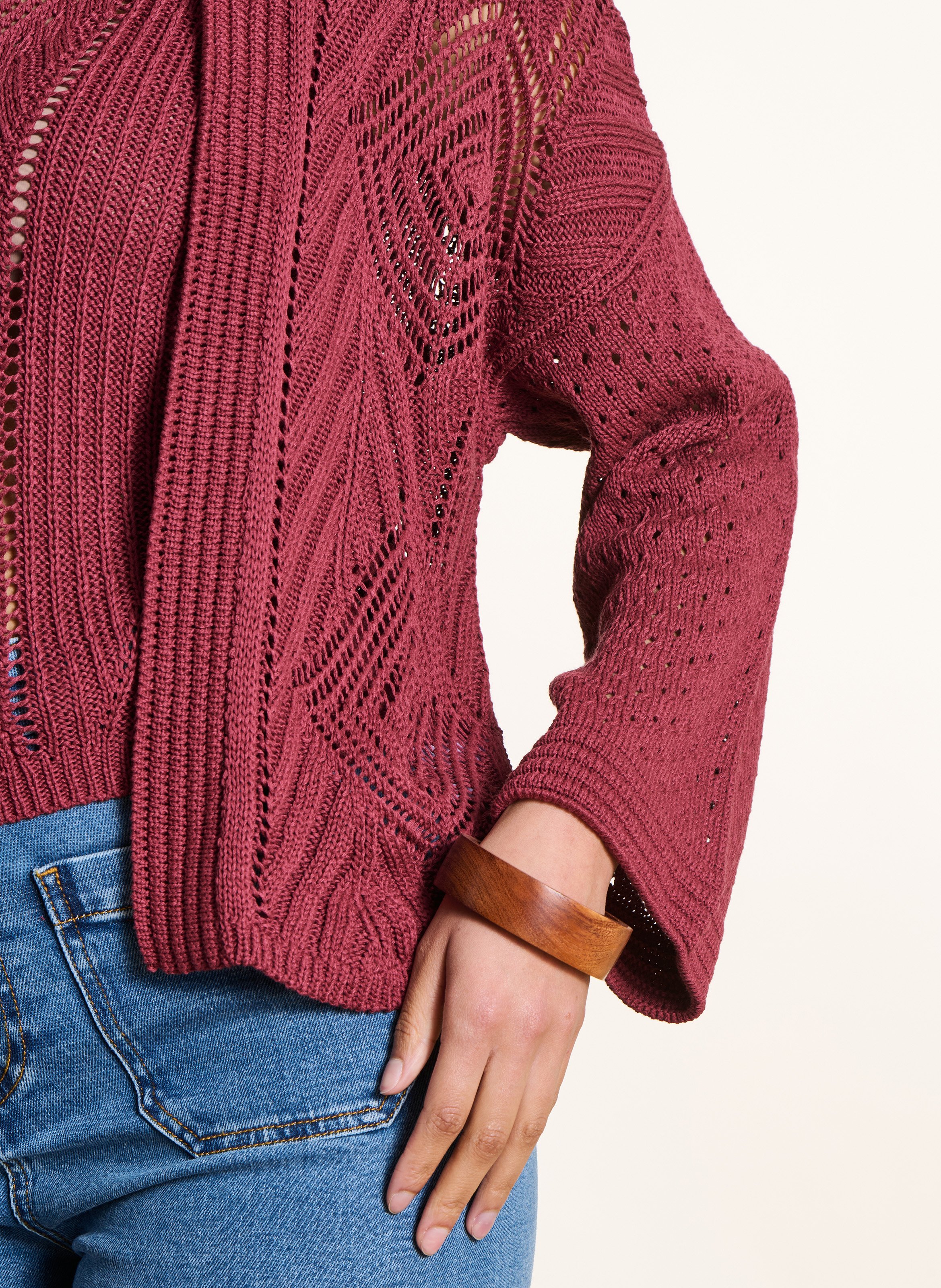 Gilet en chrochet ajouré LA FEE MARABOUTEE Marron