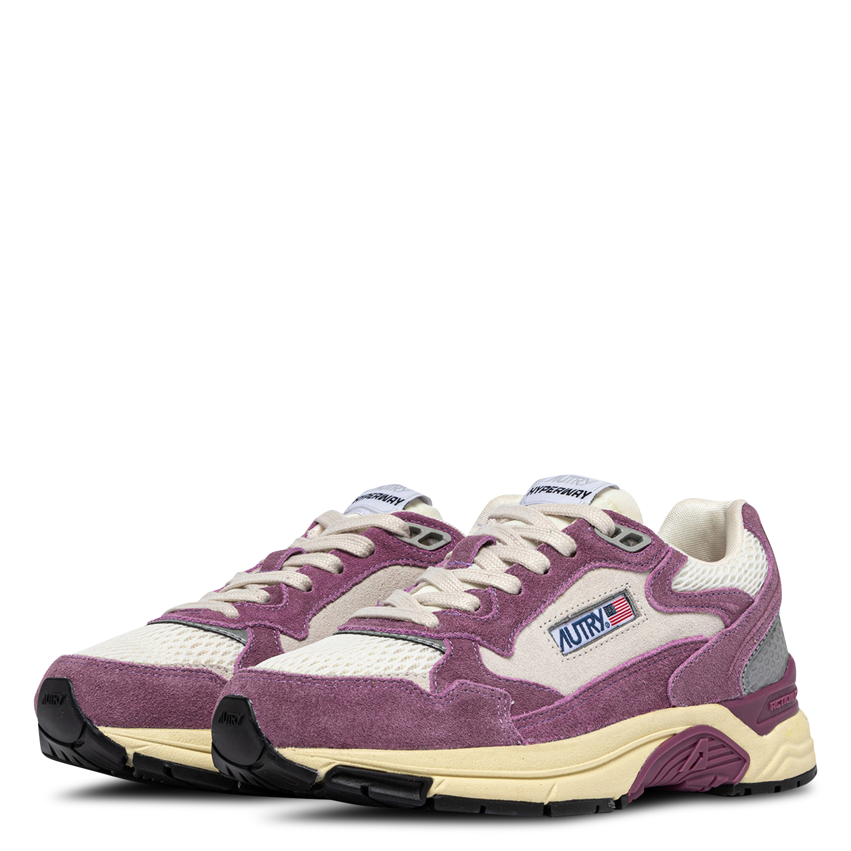 Baskets basses en cuir mélangé AUTRY Prune