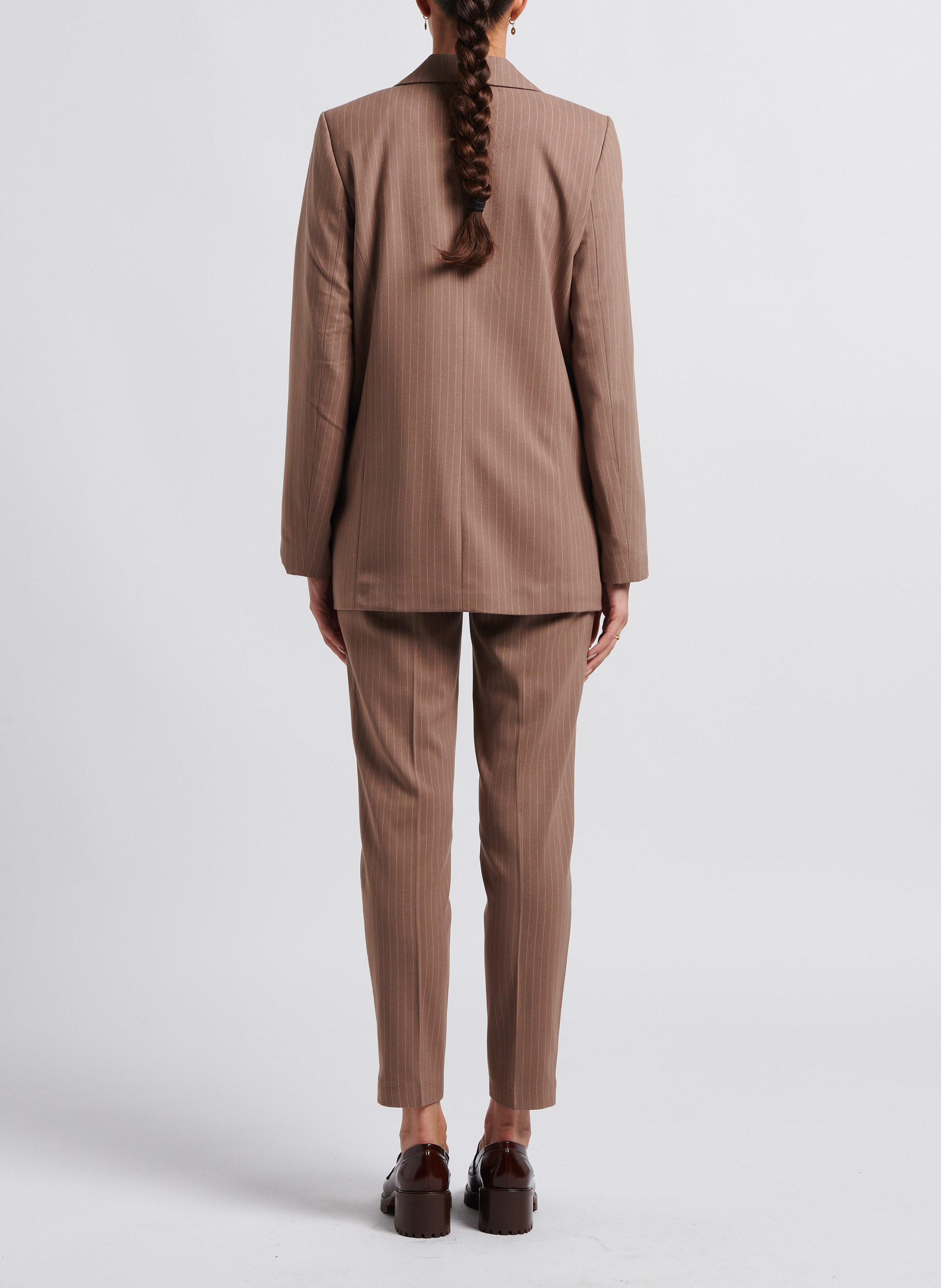 Pantalon taille haute fuselé VILA Marron