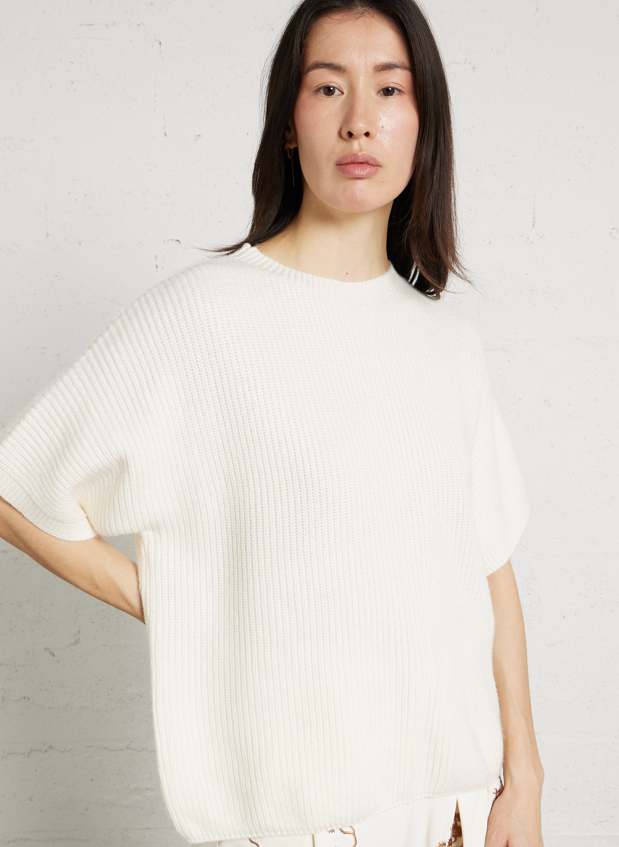 Loose-fit knit-blend sweater with round neck IMPERIAL Beige