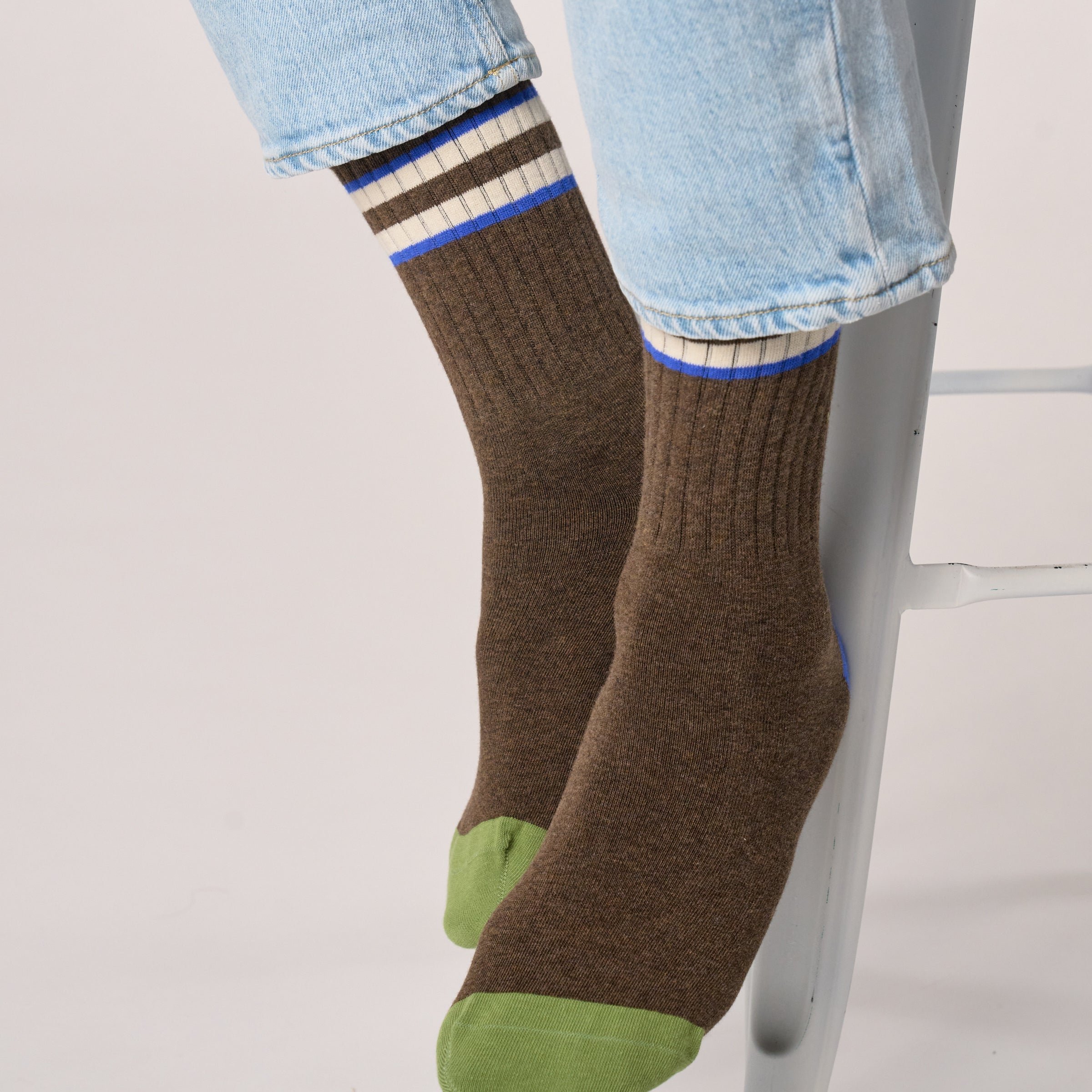 Combed cotton retro socks Brown