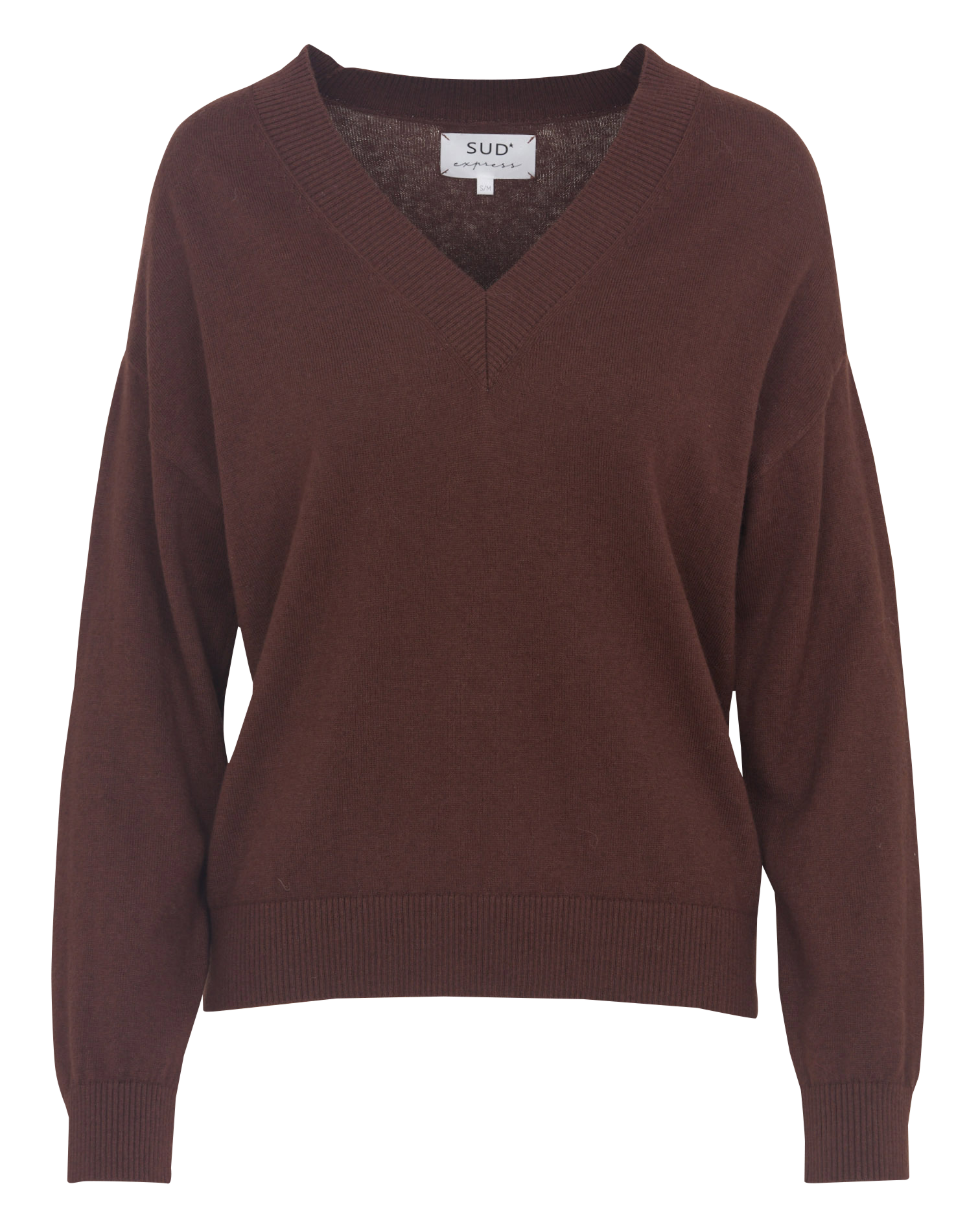 Langarm Pullover mit V-Ausschnitt uni SUD EXPRESS