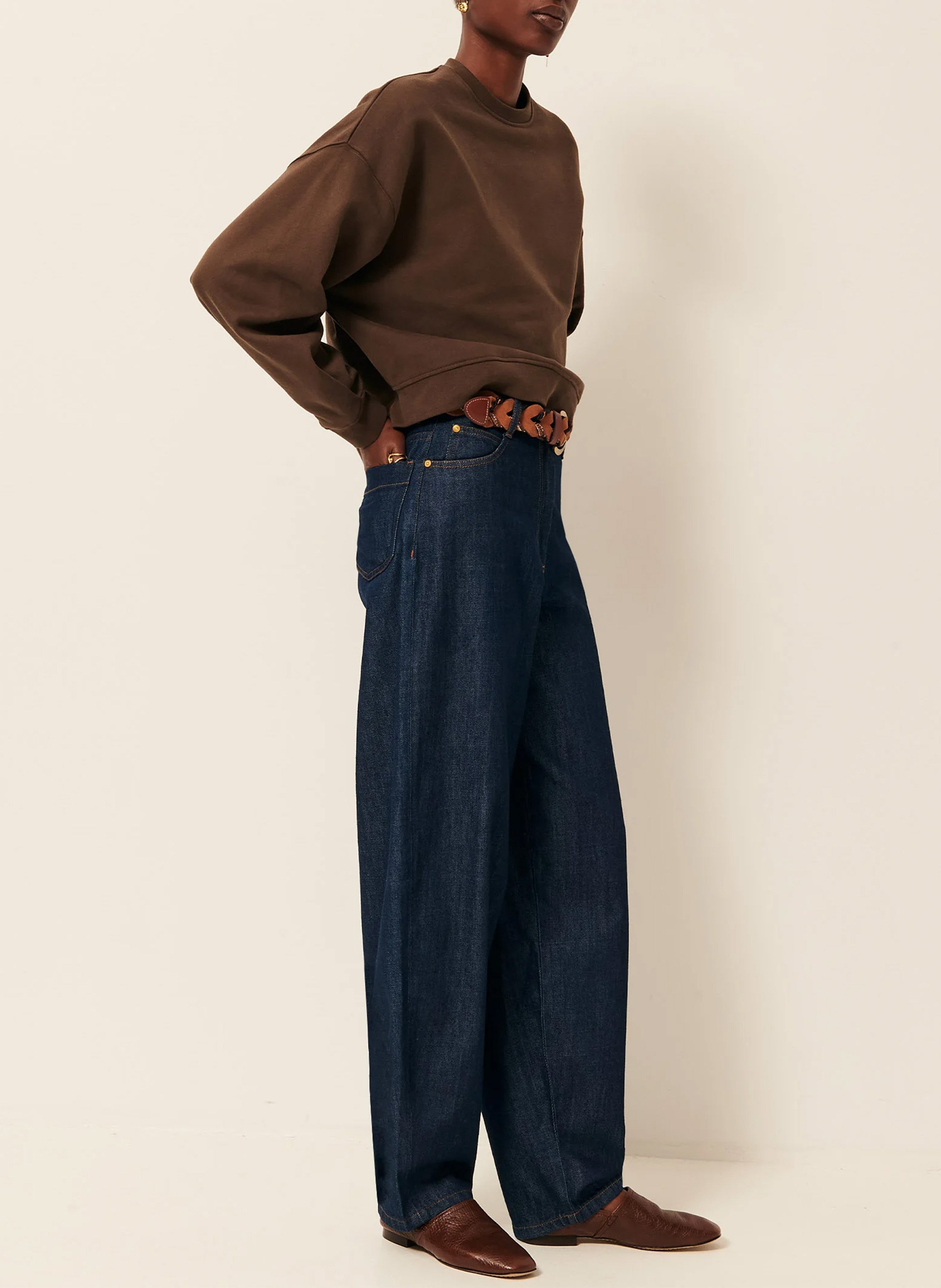 Baumwoll-Sweater mit Rundhalsausschnitt SESSUN Braun