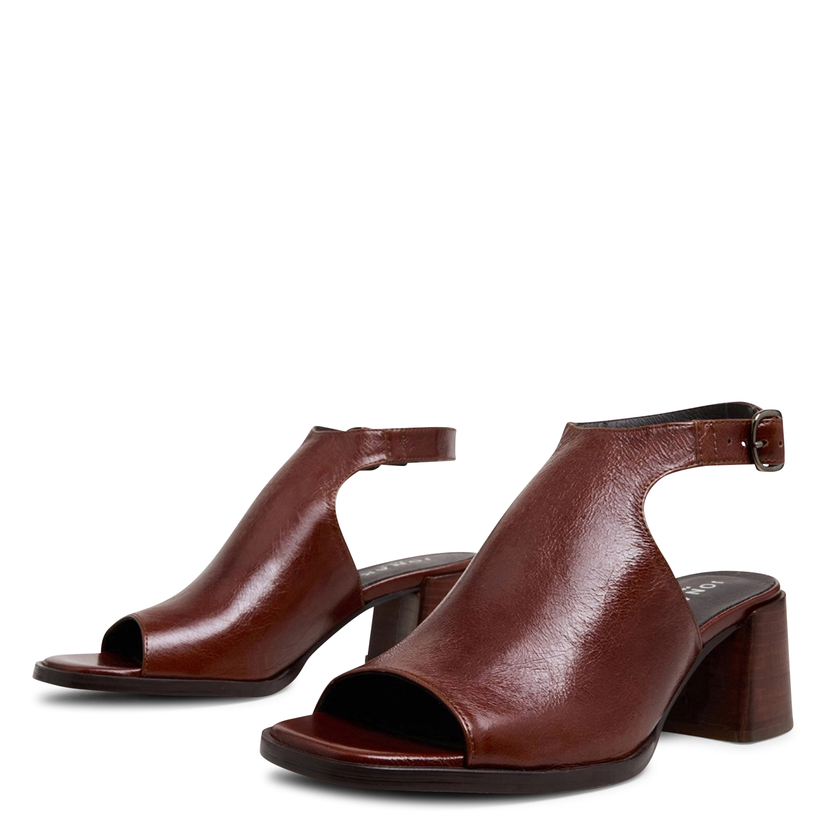 High leather sandals in aged leather JONAK Brown