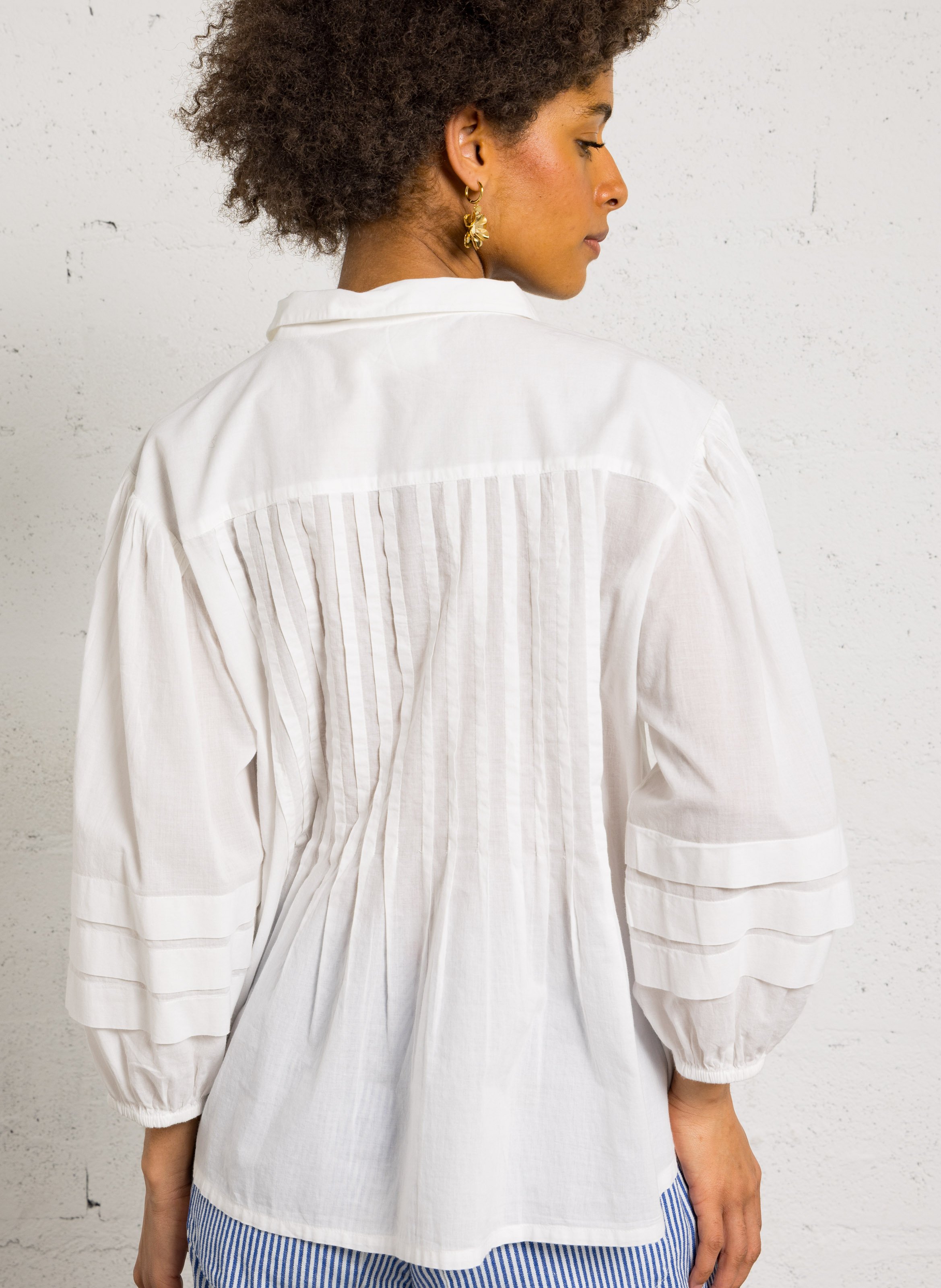 Organic cotton shirt with classic collar LEON & HARPER White