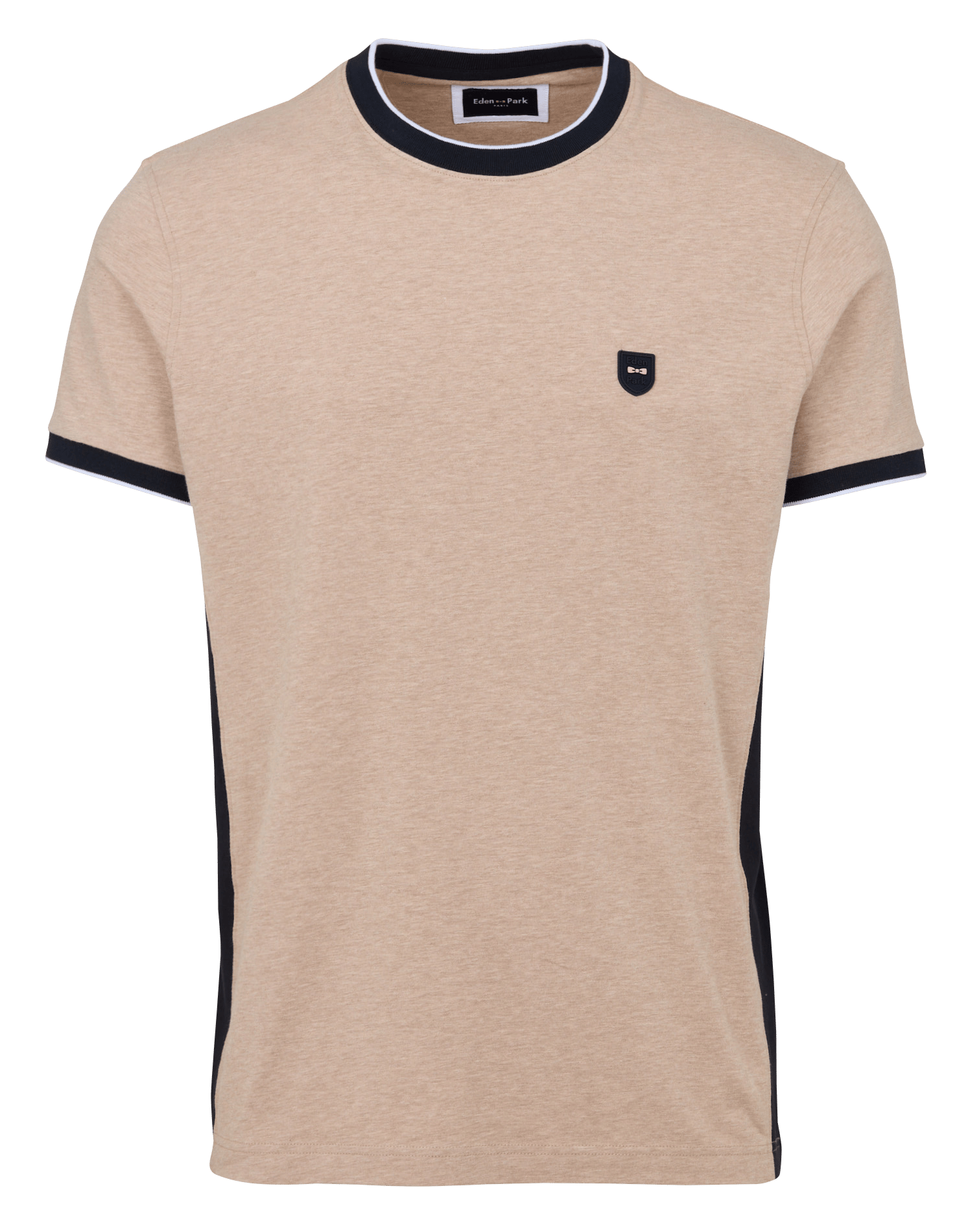 T-shirt droit col rond en coton mélangé EDEN PARK Beige