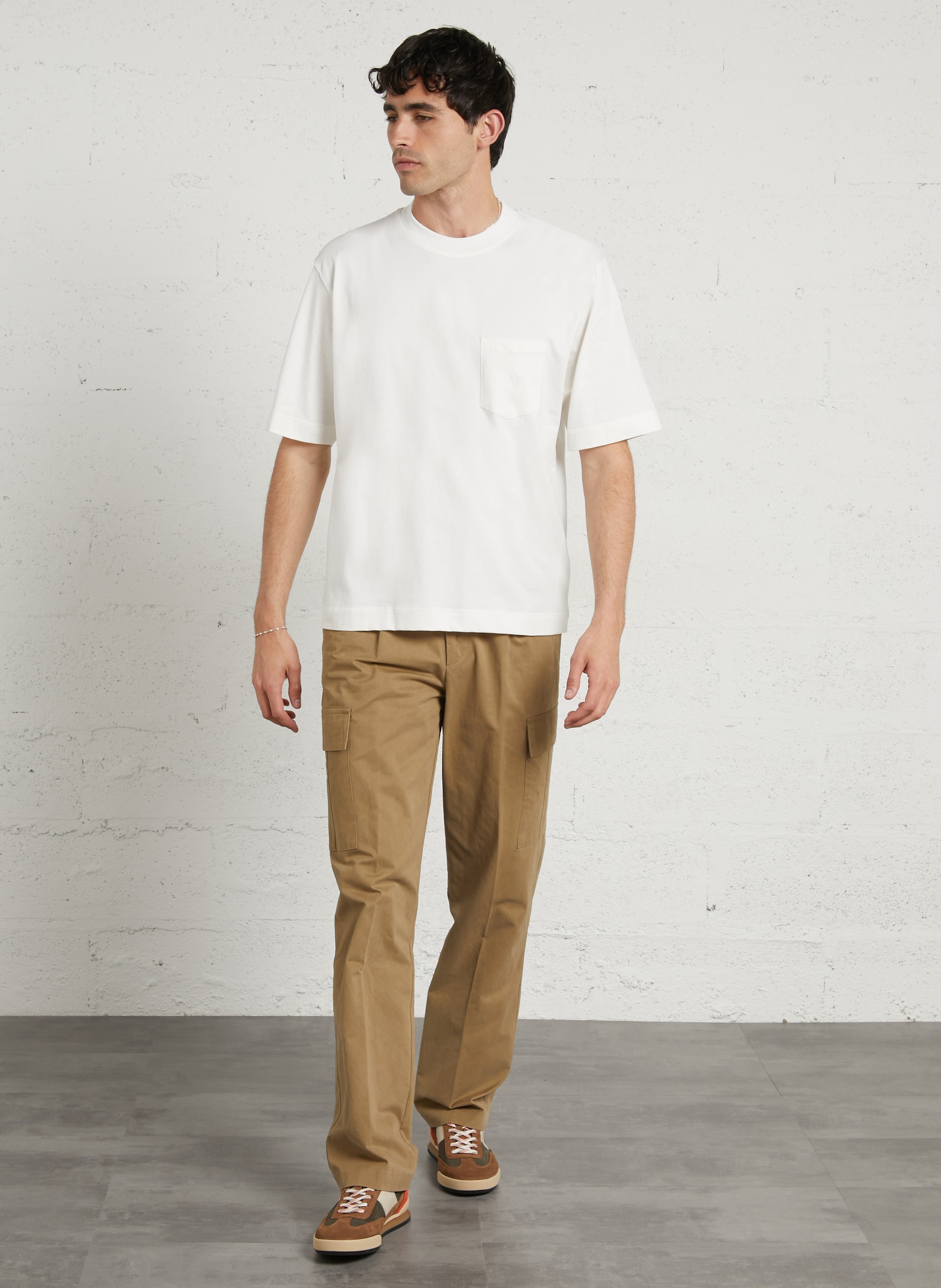 Low-top leather mix sneakers PAUL SMITH Khaki