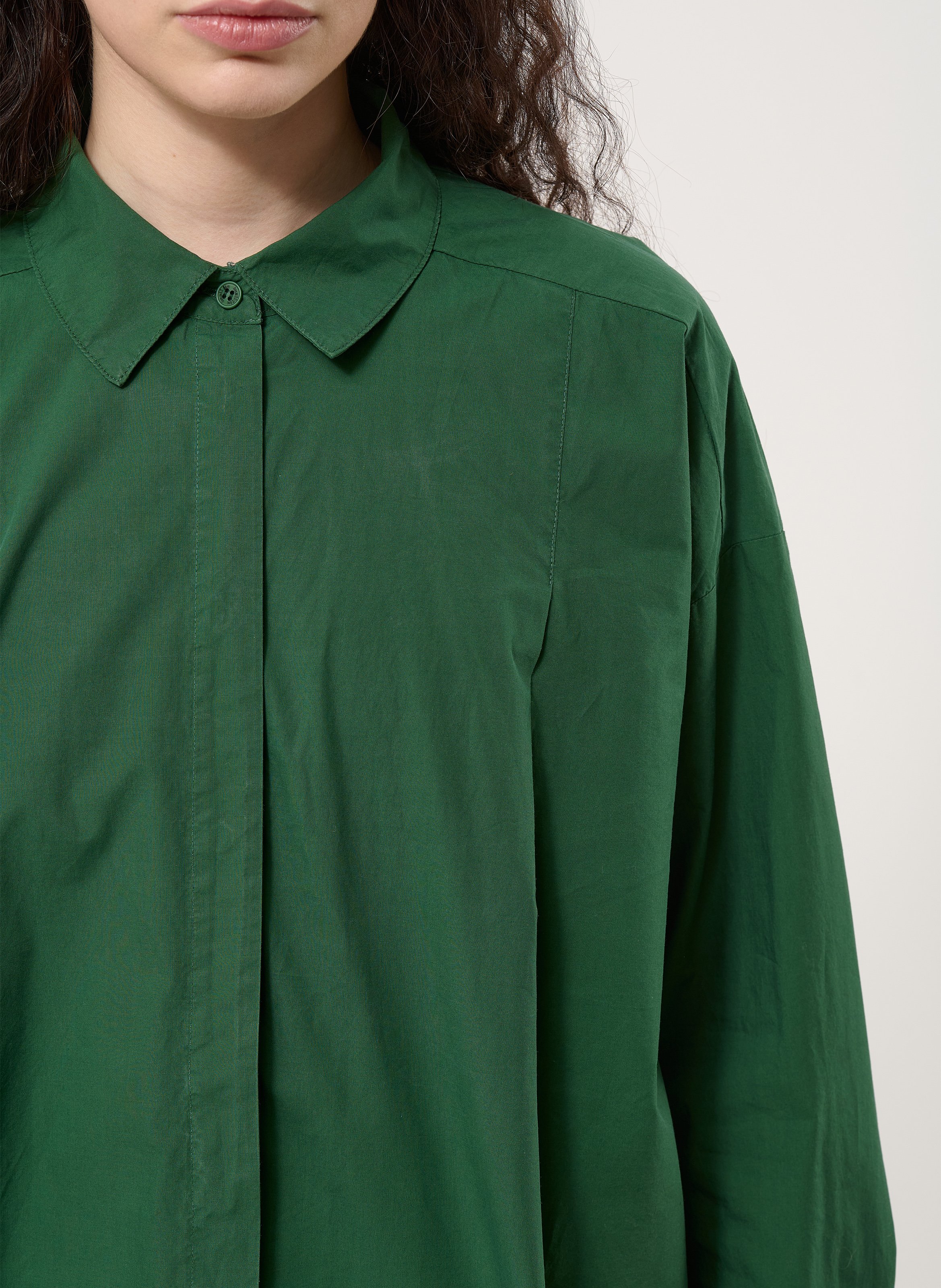 Chemise col classique manches contrastantes en coton HUMILITY Green