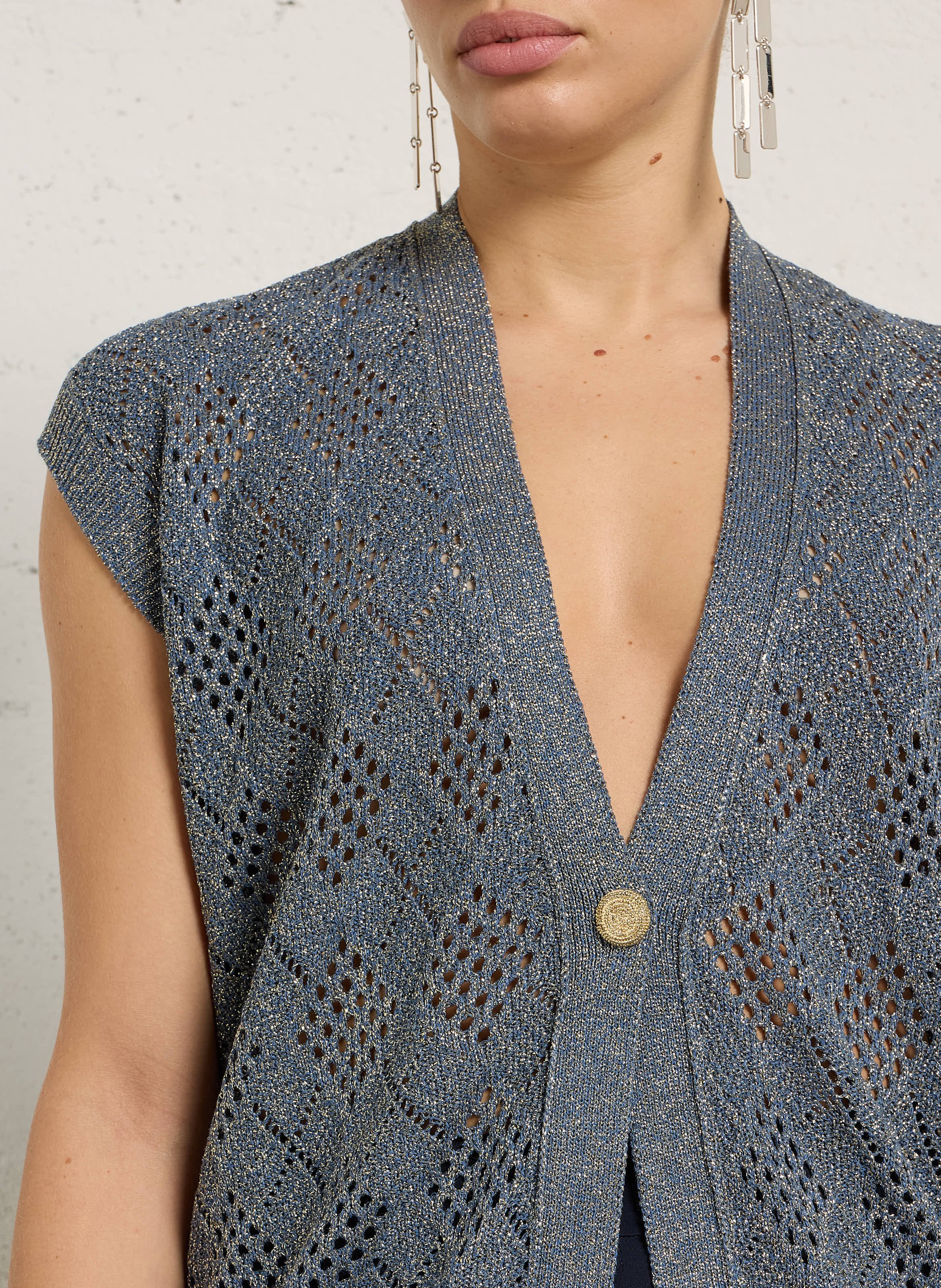 Oversized-Strickweste mit Lochmuster MOMONI Weiss