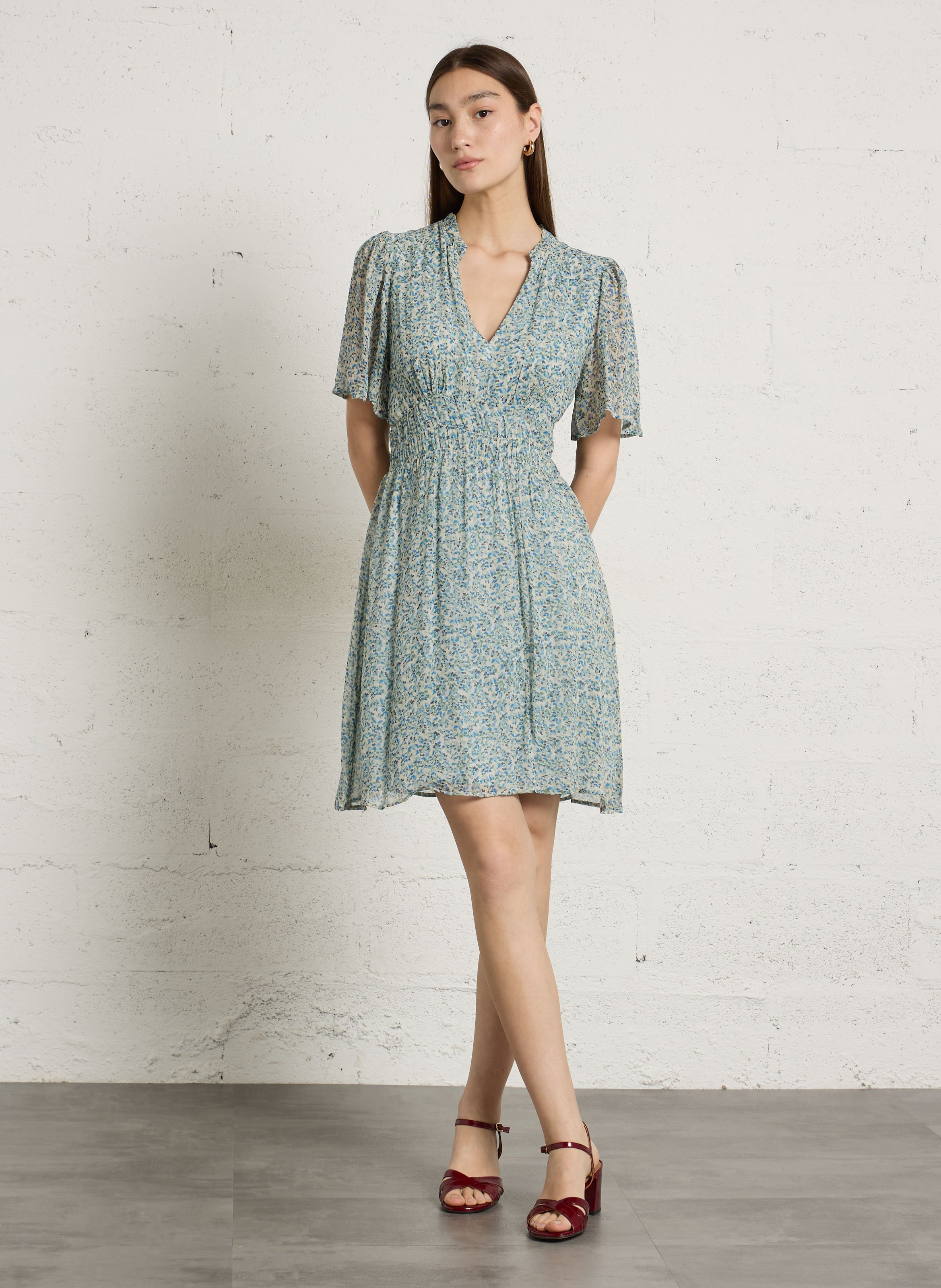 Robe courte à imprimé fleuri MAISON 123 Vert