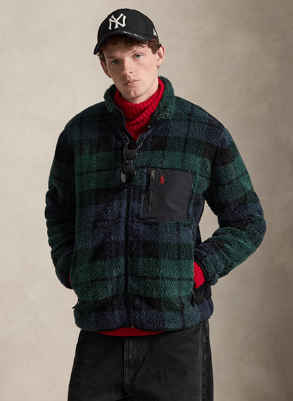 High-collar checked fleece POLO RALPH LAUREN Multicolored